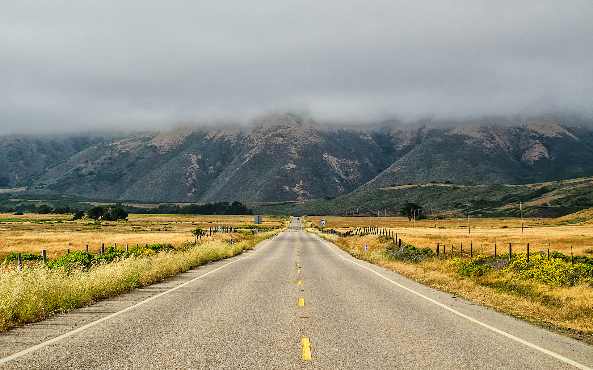 Download mobile wallpaper Landscape, Mountain, Road, Fog, Cloud, Scenic, Man Made for free.