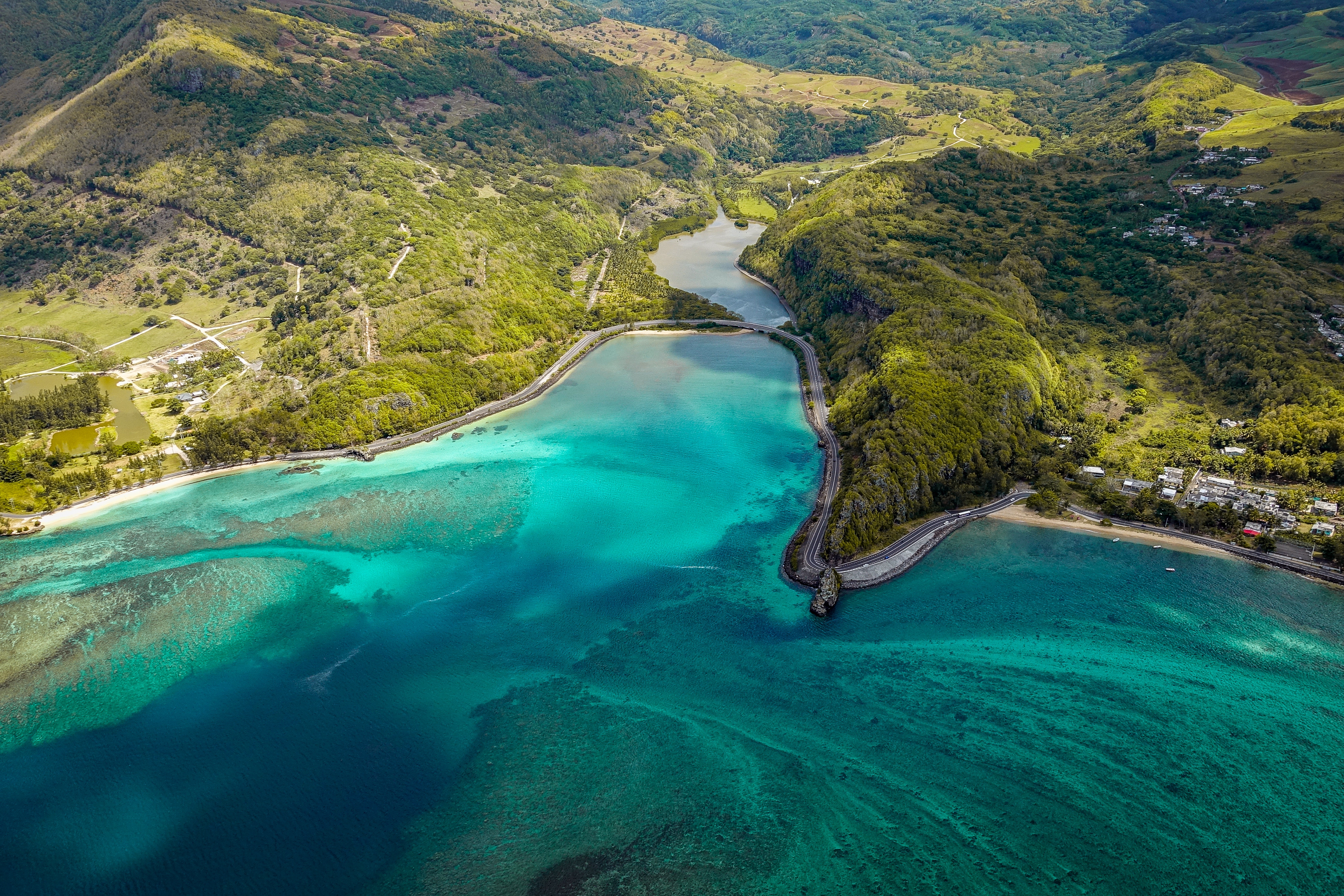 Full HD mauritius, view from above, island, nature, shore, bank, ocean, makonde, macunde
