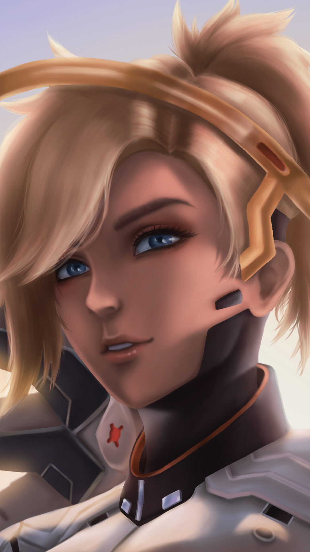 Download mobile wallpaper Blonde, Blue Eyes, Overwatch, Video Game, Short Hair, Mercy (Overwatch) for free.