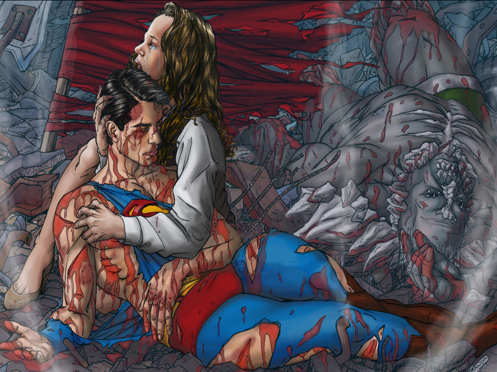 Популярні заставки і фони Смерть Супермена на комп'ютер