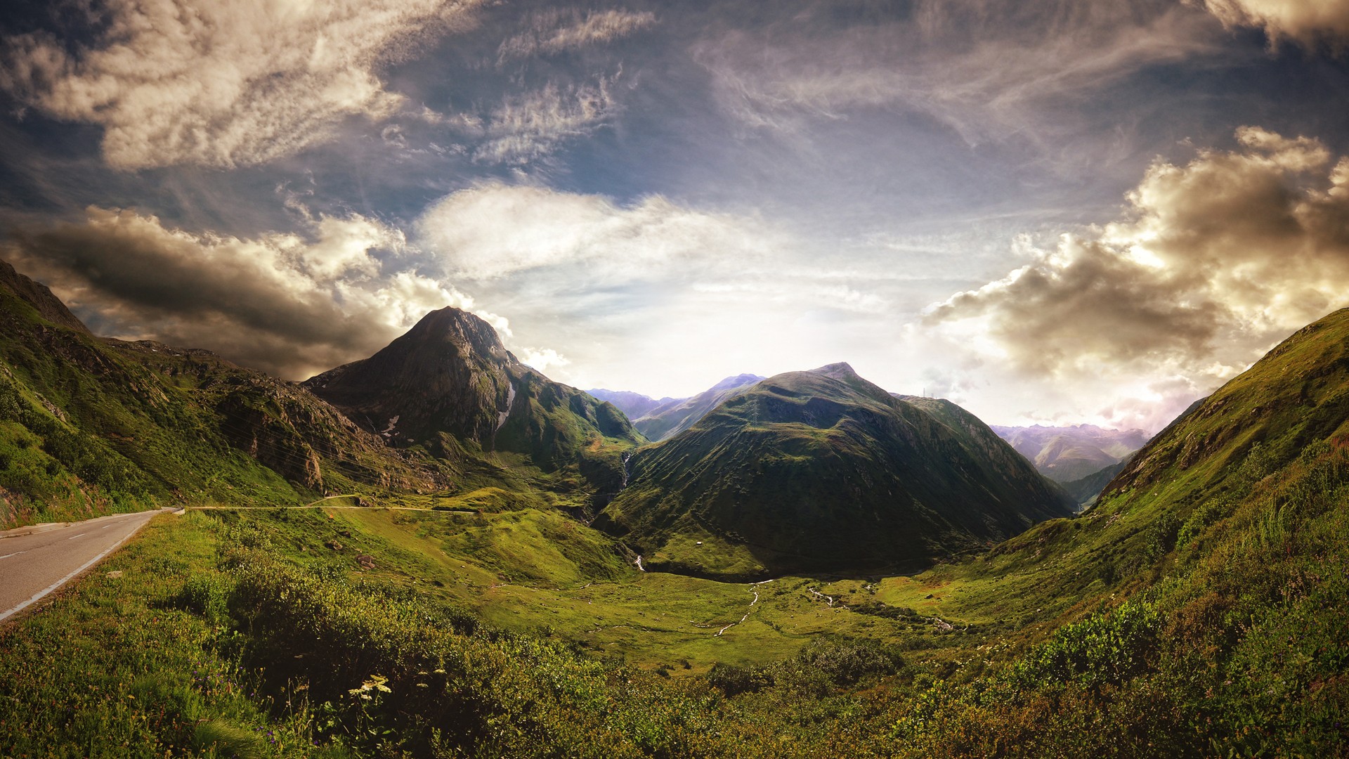 Baixe gratuitamente a imagem Paisagem, Montanha, Estrada, Nuvem, Terra/natureza na área de trabalho do seu PC