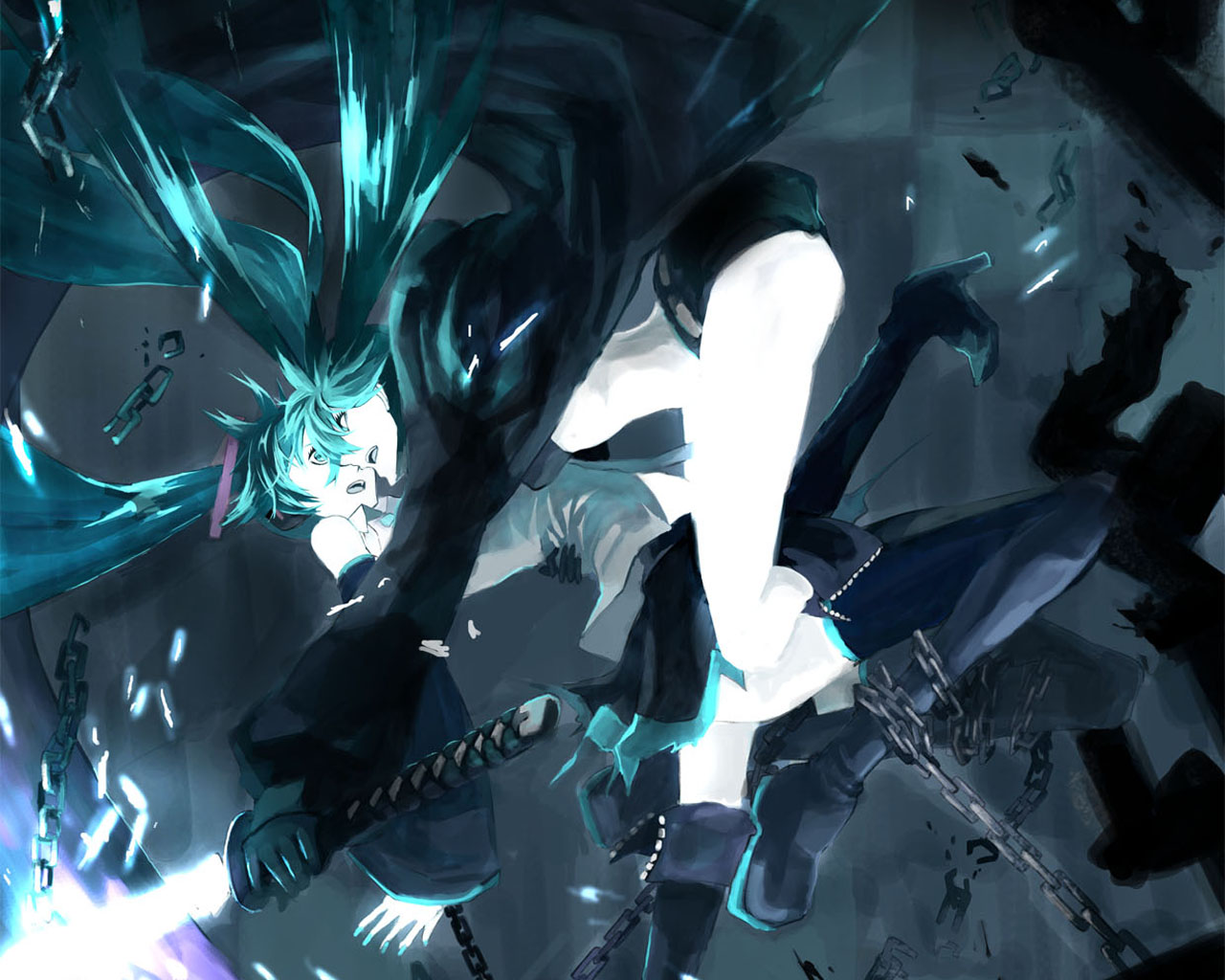 Download mobile wallpaper Anime, Black Rock Shooter, Hatsune Miku for free.