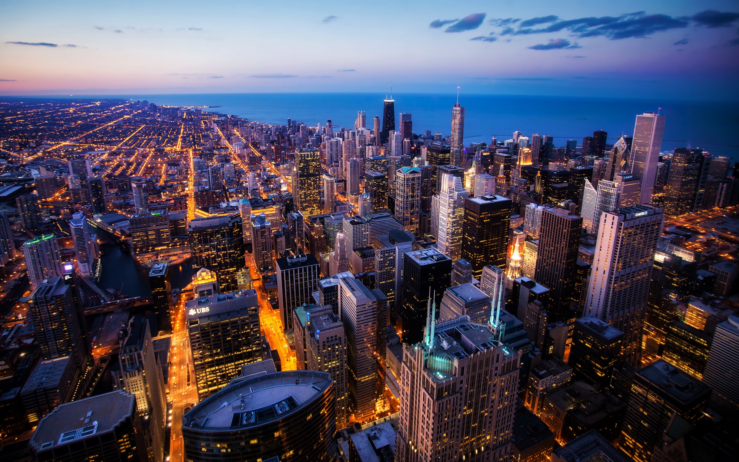 Download mobile wallpaper Cities, Night, City, Building, Horizon, Light, Cityscape, Chicago, Man Made for free.