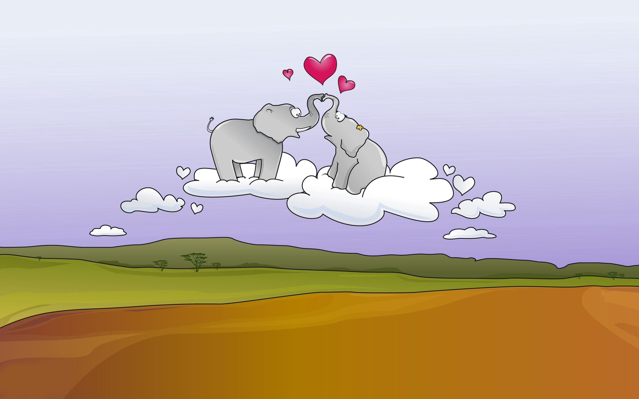 110864 Bild herunterladen kuss, elephants, herzen, liebe, paar, ein herz, wolke, cloud - Hintergrundbilder und Bildschirmschoner kostenlos