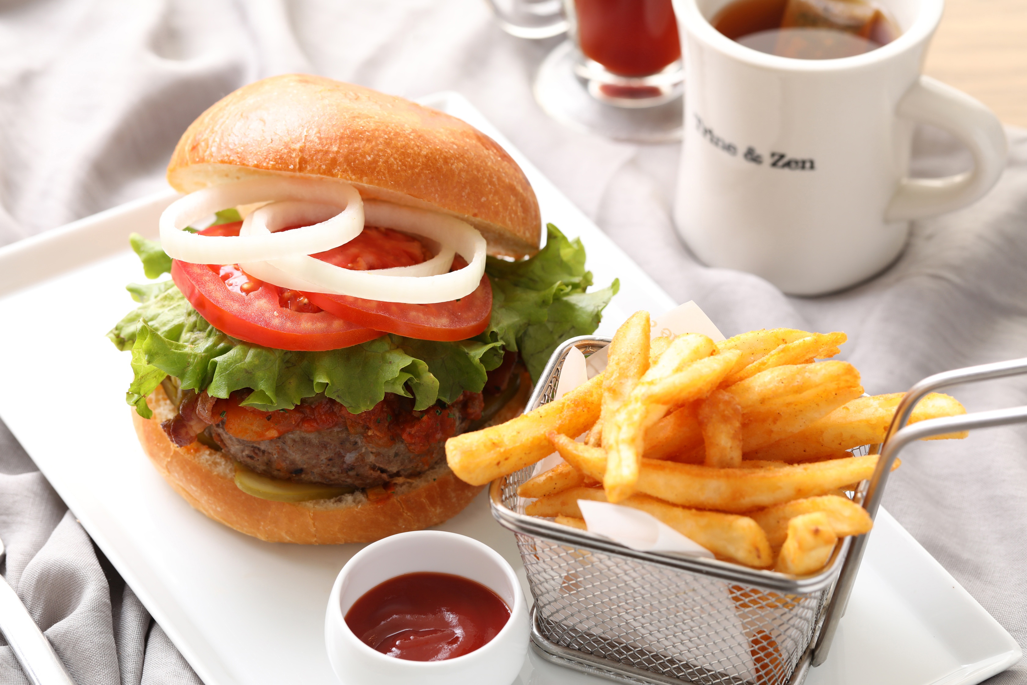 Full HD Wallpaper food, burger, french fries