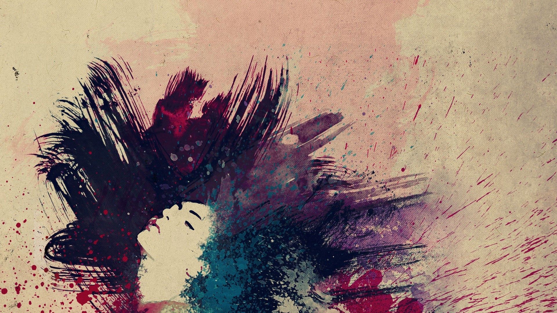 HD wallpaper drawing, abstract, paints, dark, picture, hair
