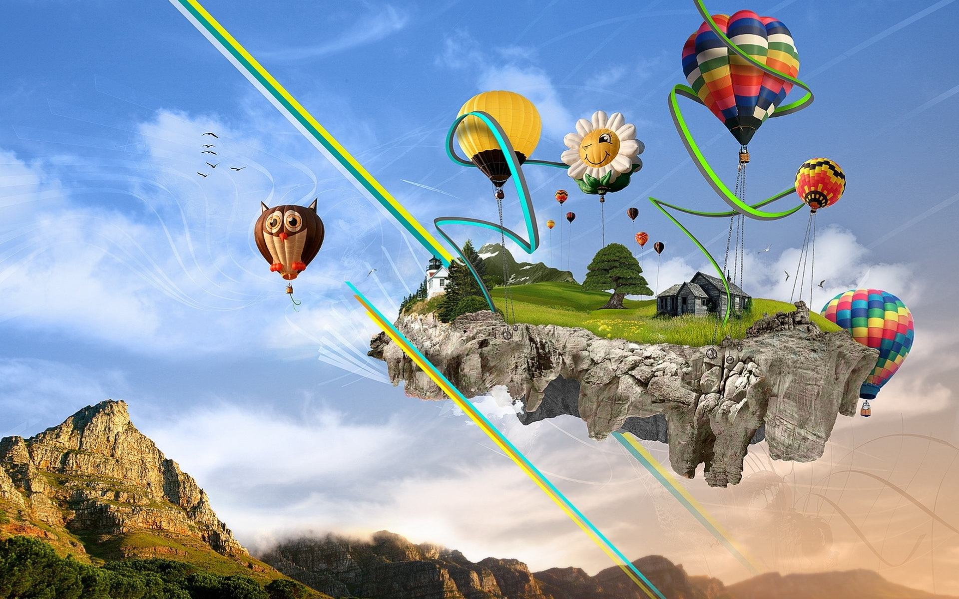 Download mobile wallpaper Fantasy, Sky, Artistic, Magical, Hot Air Balloon for free.