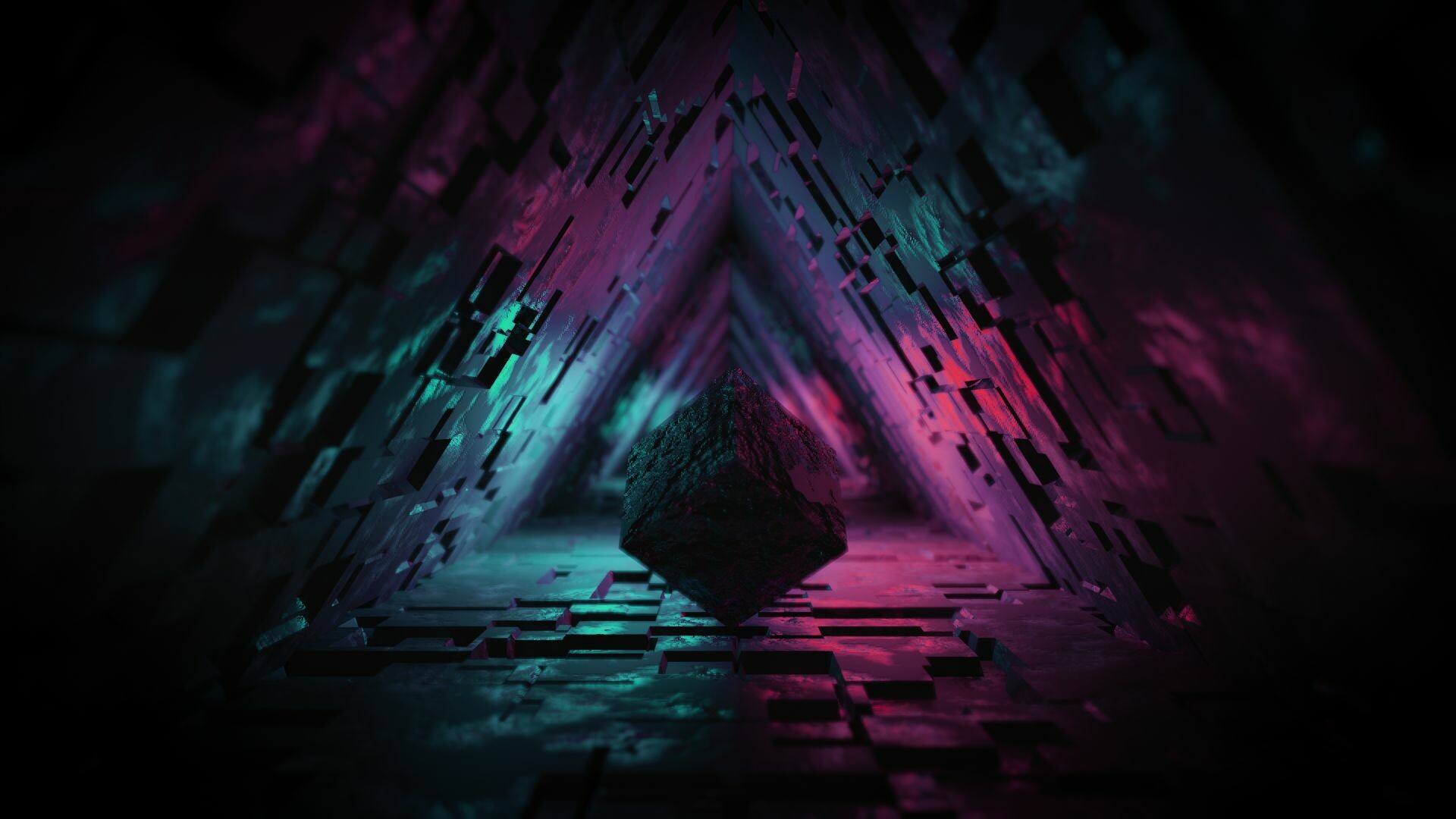 Download mobile wallpaper 3D, Artistic, Tunnel, Cube for free.