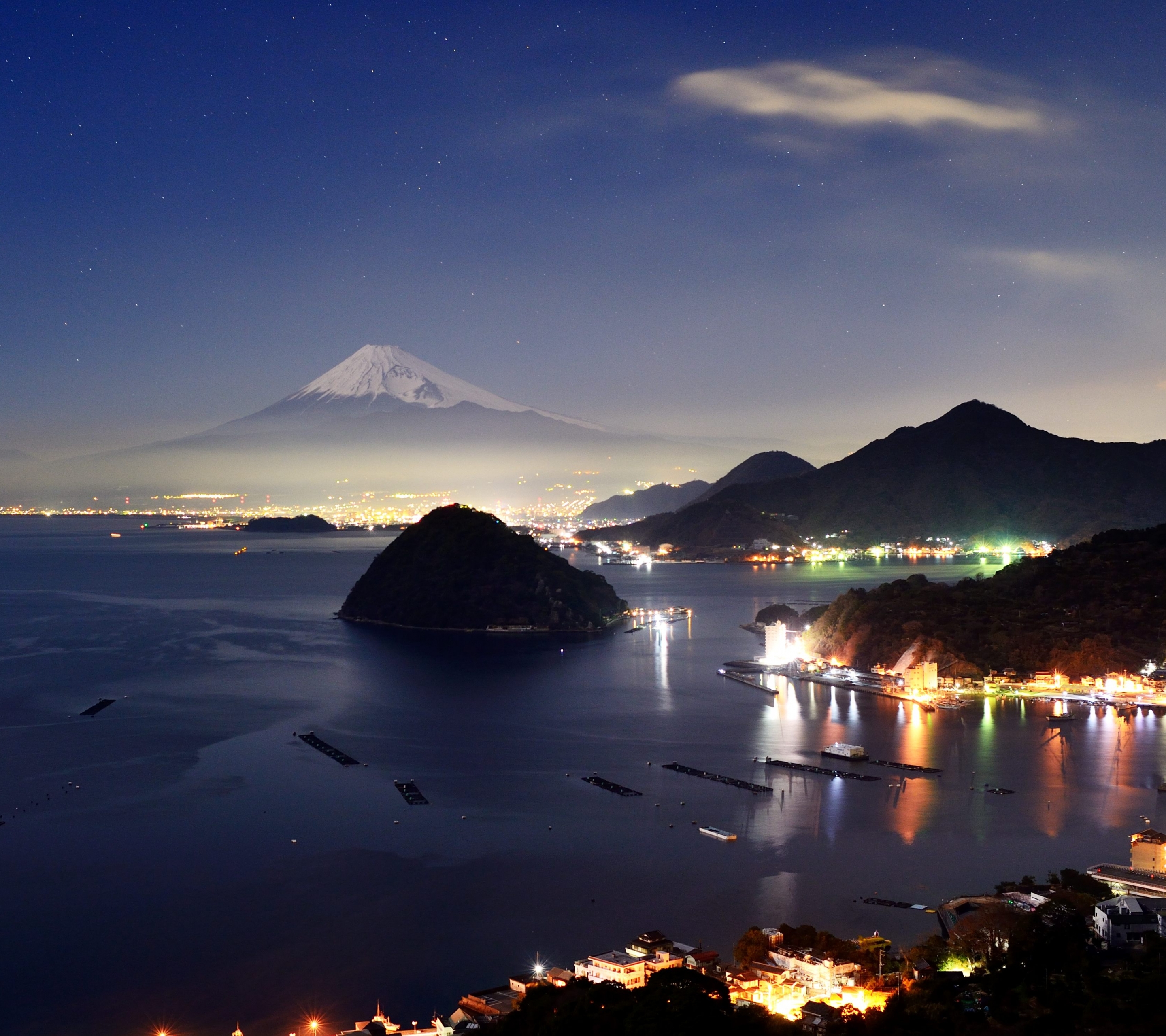 Free download wallpaper Night, Earth, Japan, Volcano, Mount Fuji, Volcanoes on your PC desktop
