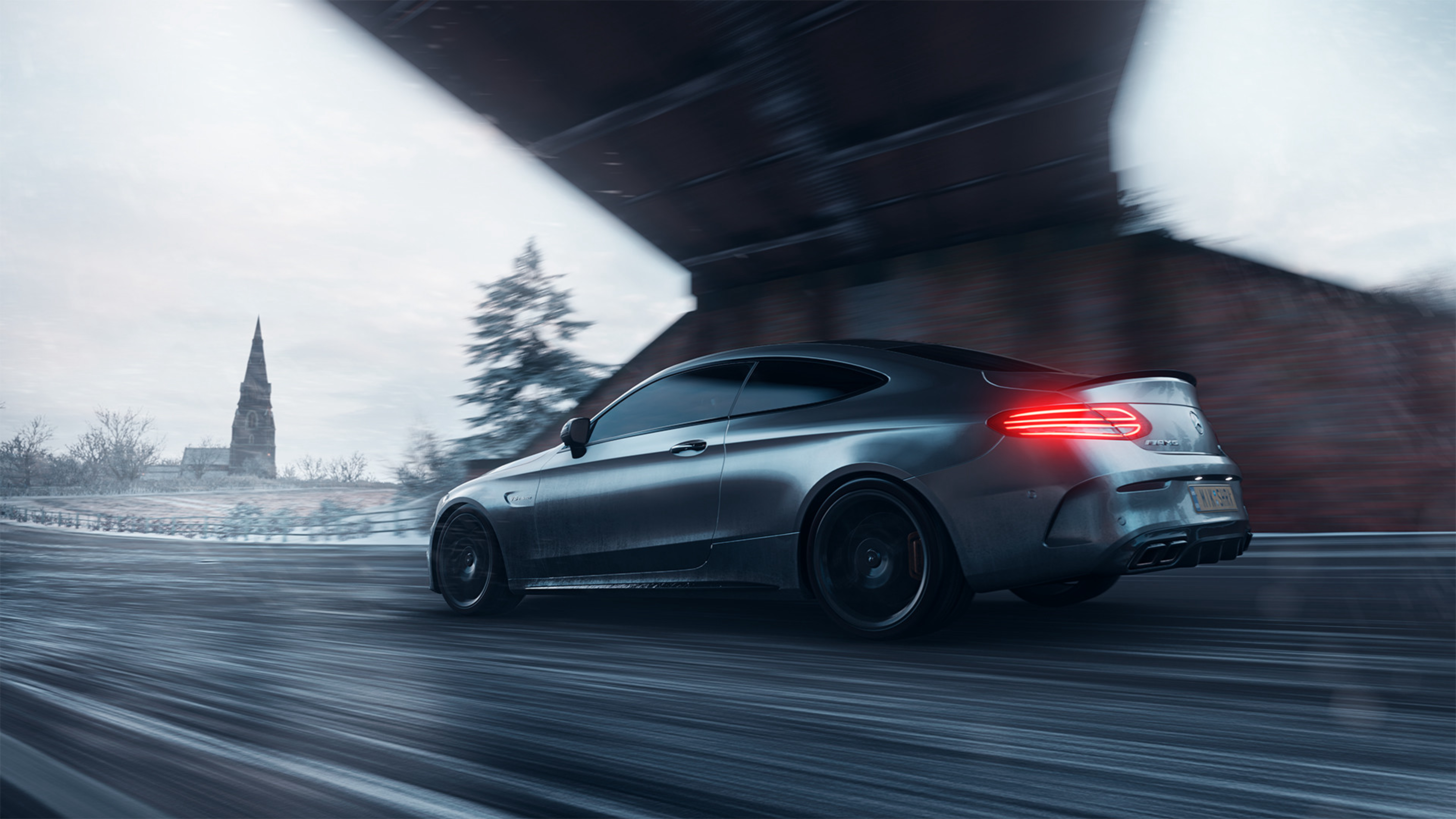 mercedes amg c63s, grey, sports car, sports, cars, side view, speed, mercedes, track, route