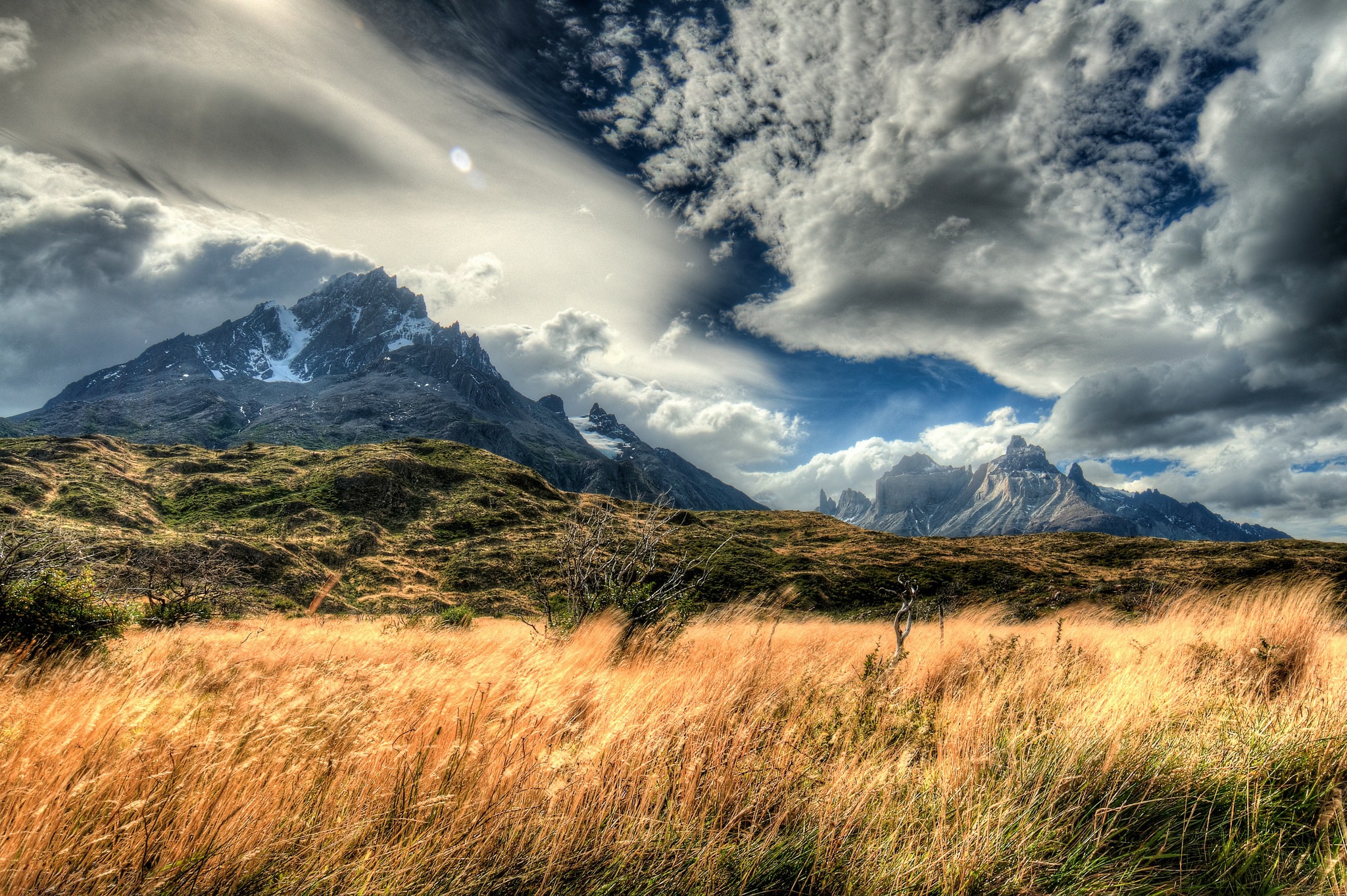 Download mobile wallpaper Landscape, Nature, Grass, Sky, Mountain, Earth, Cloud for free.
