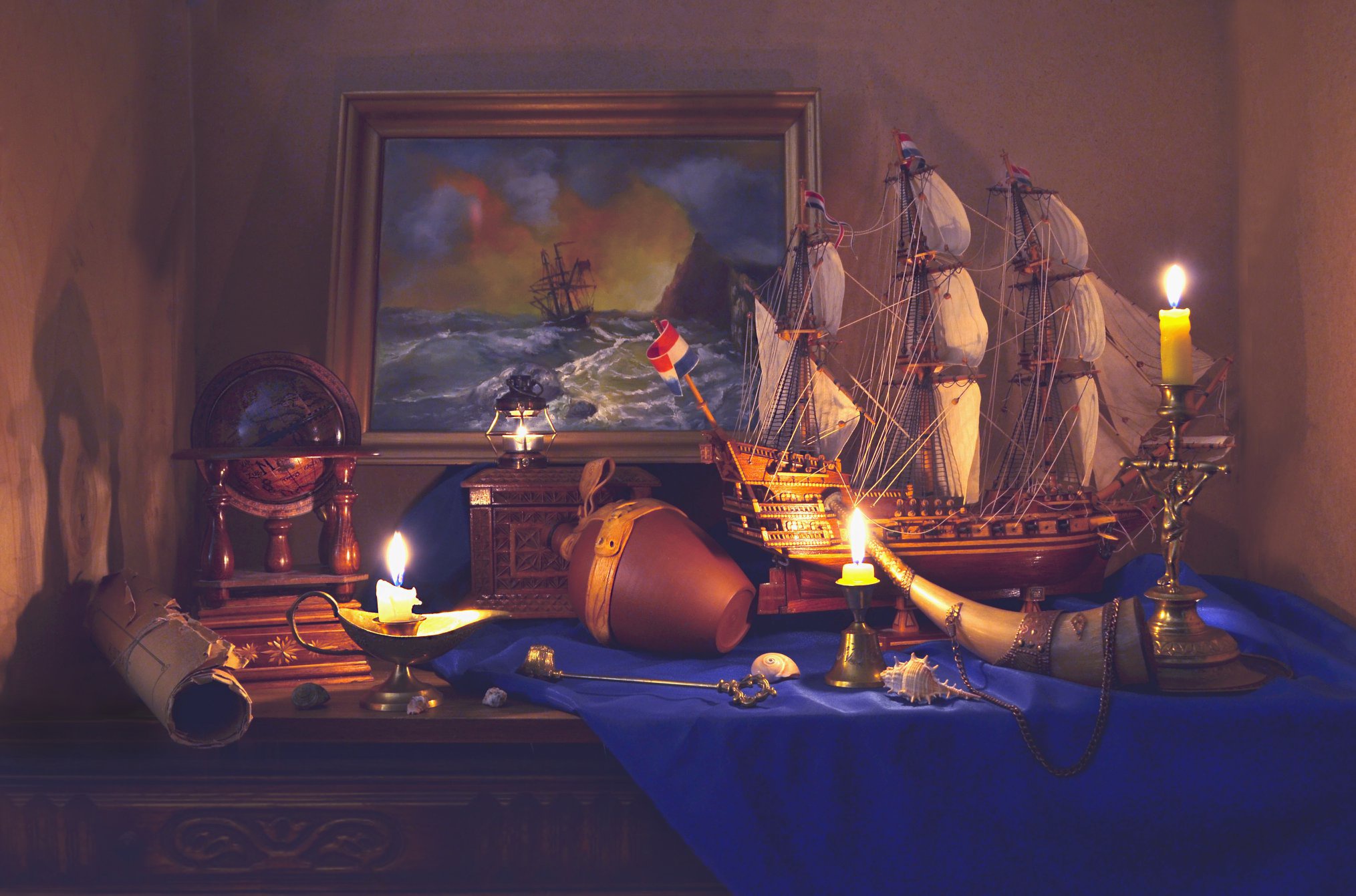 Free download wallpaper Still Life, Ship, Candle, Photography, Globe on your PC desktop