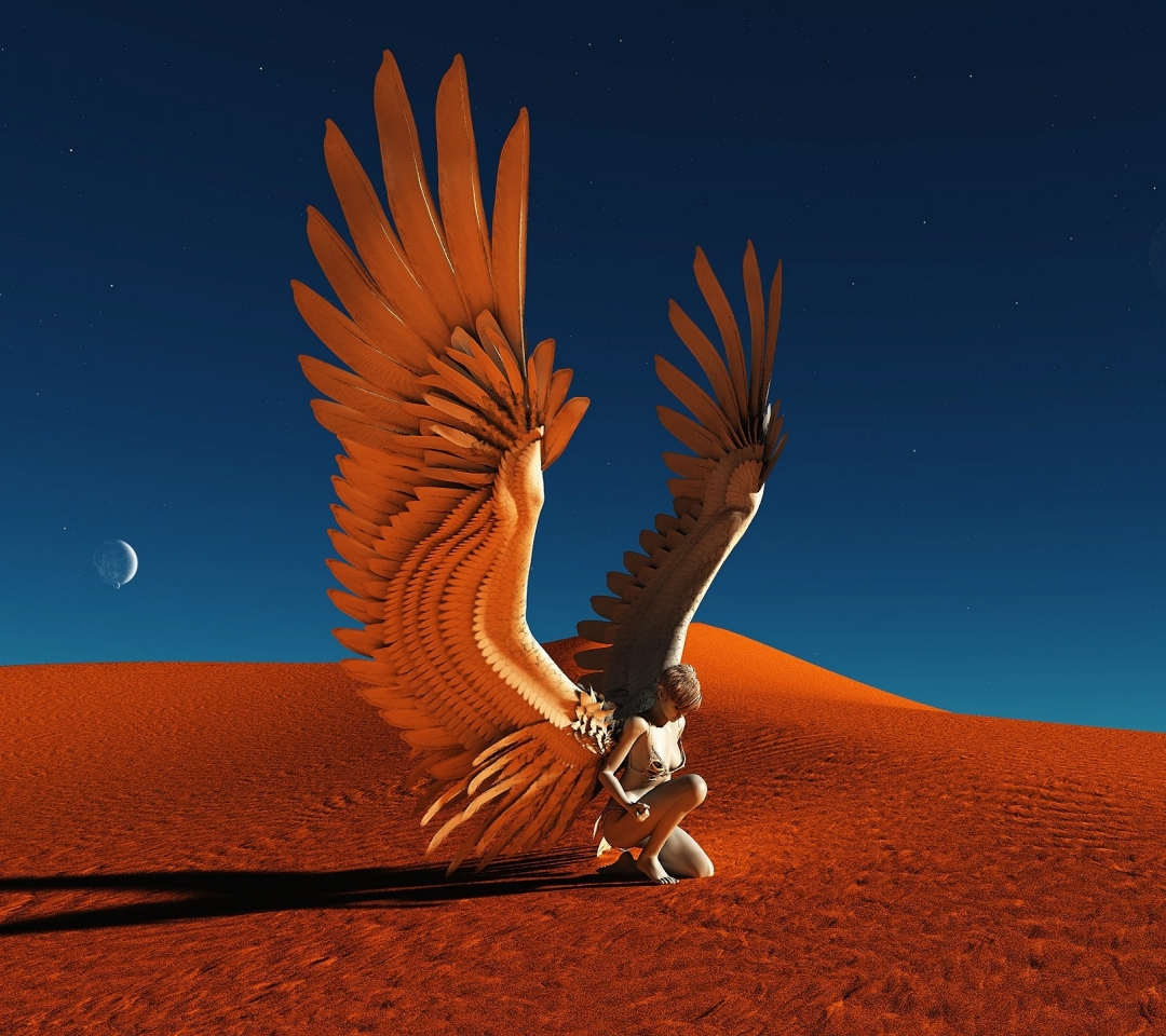 Laden Sie das Fantasie, Engel, Wüste, Flügel, Steppe-Bild kostenlos auf Ihren PC-Desktop herunter