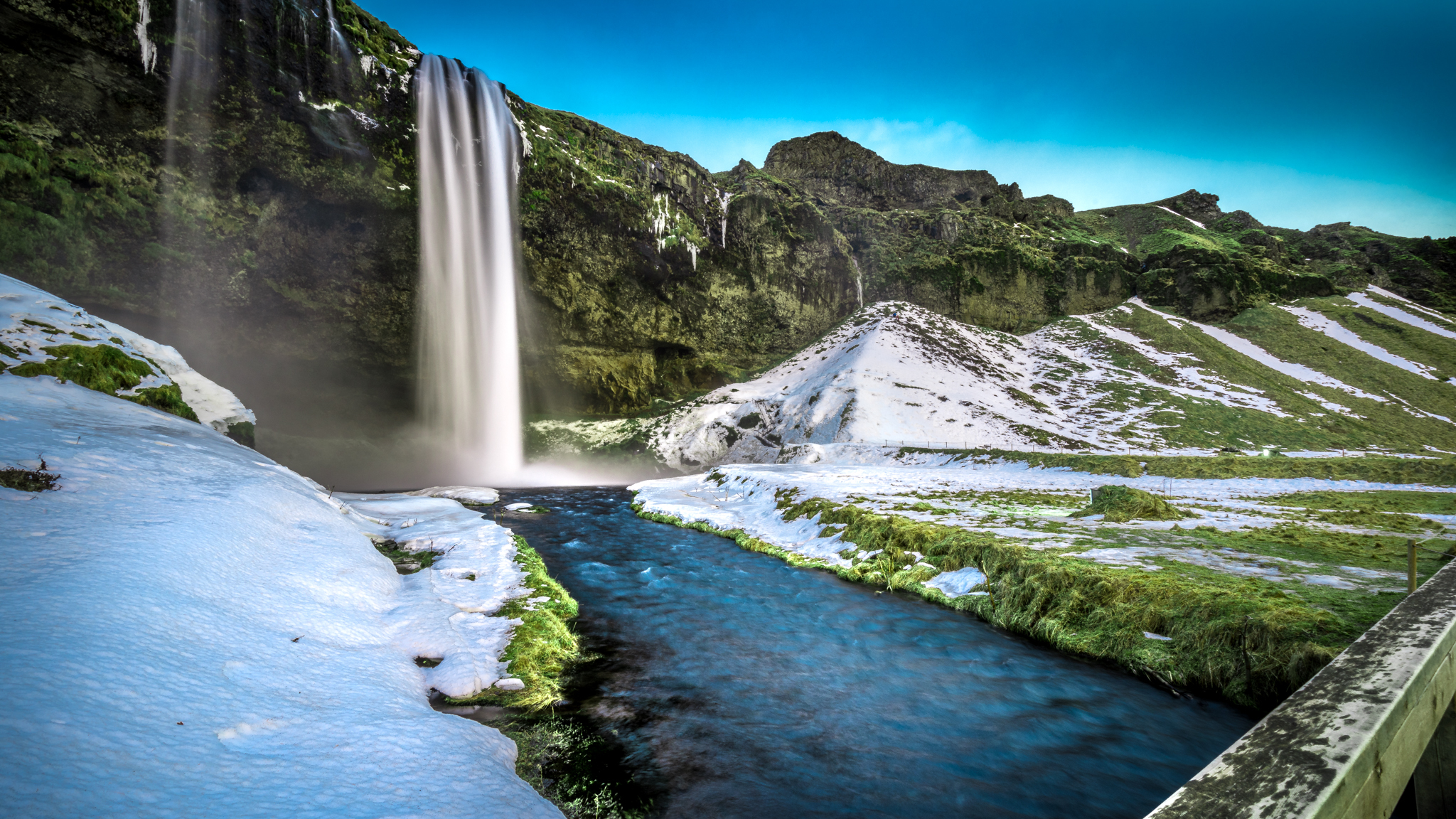 393399 скачать обои земля/природа, сельяландсфосс, исландия, природа, снег, водопад, водопады - заставки и картинки бесплатно