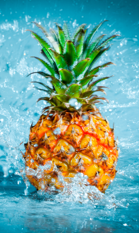 Download mobile wallpaper Fruits, Water, Food, Splash, Fruit, Pineapple for free.