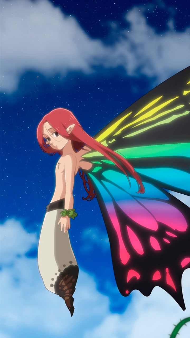 Download mobile wallpaper Anime, Wings, Fairy, Long Hair, Red Hair, Black Eyes, The Seven Deadly Sins, Gloxinia (The Seven Deadly Sins) for free.