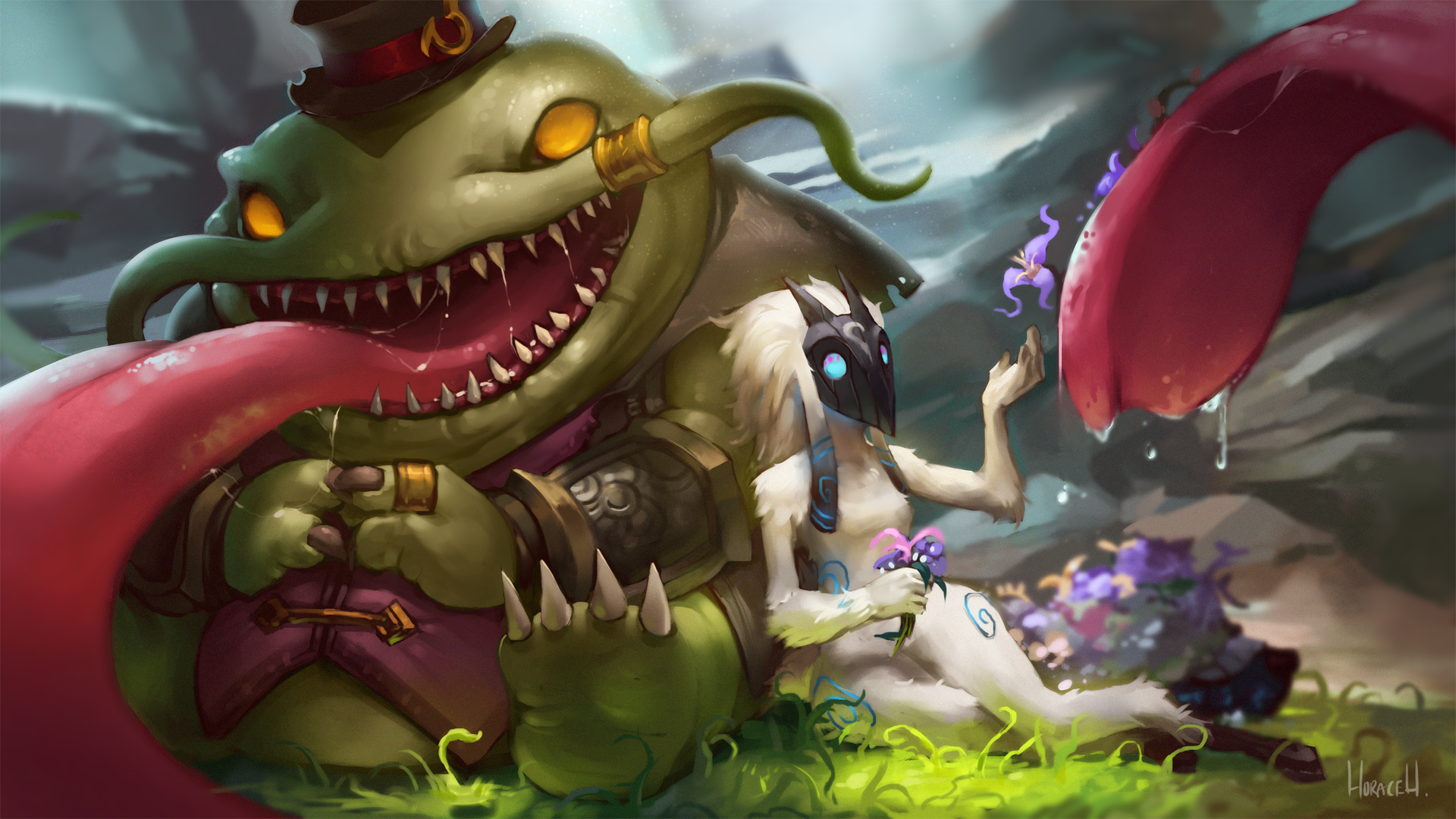 video game, league of legends, kindred (league of legends), tahm kench (league of legends)