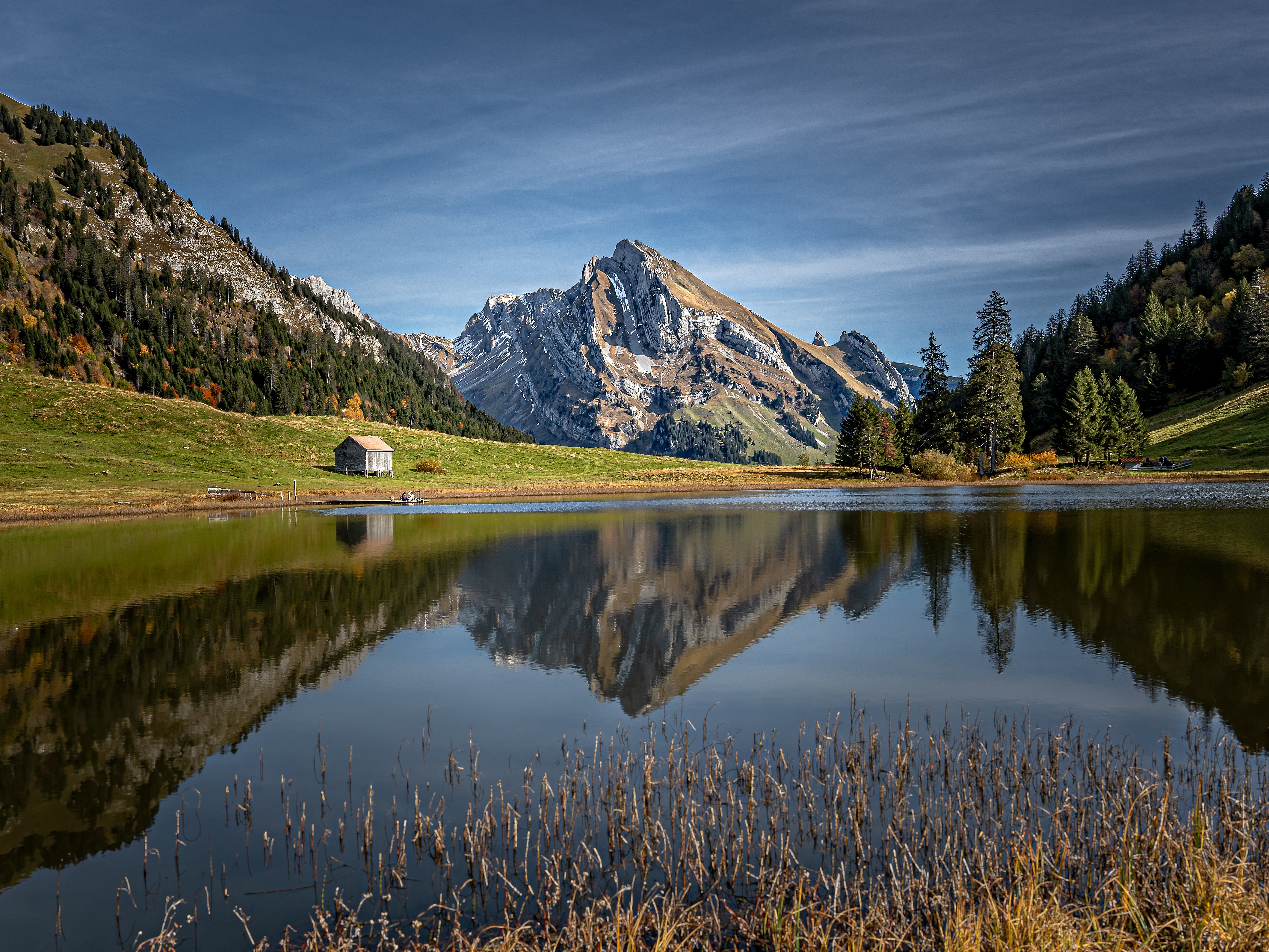 PCデスクトップに湖, 山, 反射, アルプス, スイス, 写真撮影画像を無料でダウンロード
