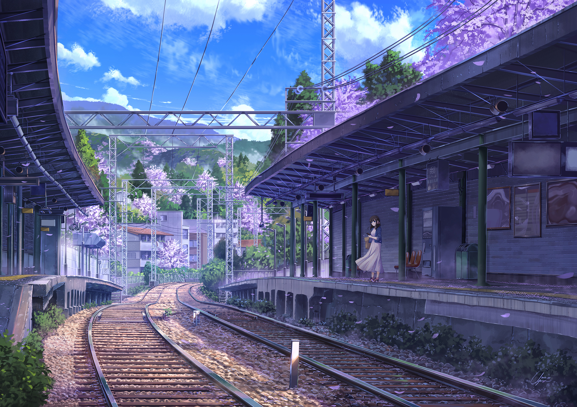 Скачать картинку Аниме, Железнодорожная Станция, Оригинал в телефон бесплатно.