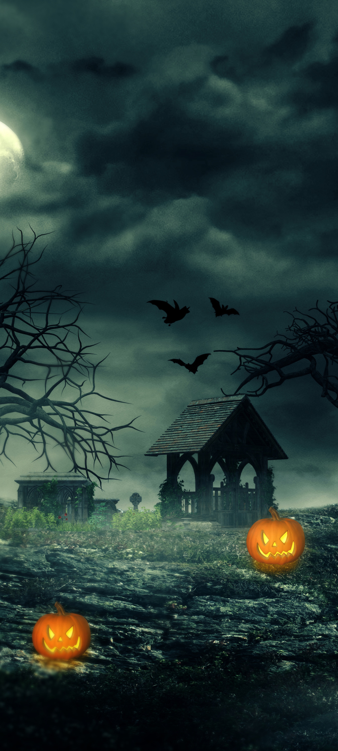 Download mobile wallpaper Halloween, Night, Pumpkin, Holiday, Jack O' Lantern for free.