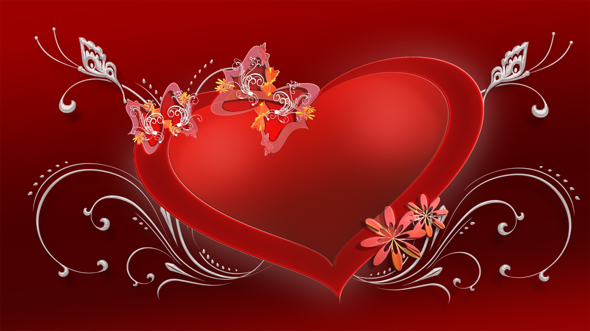 Download mobile wallpaper Valentine's Day, Flower, Holiday, Butterfly, Heart for free.