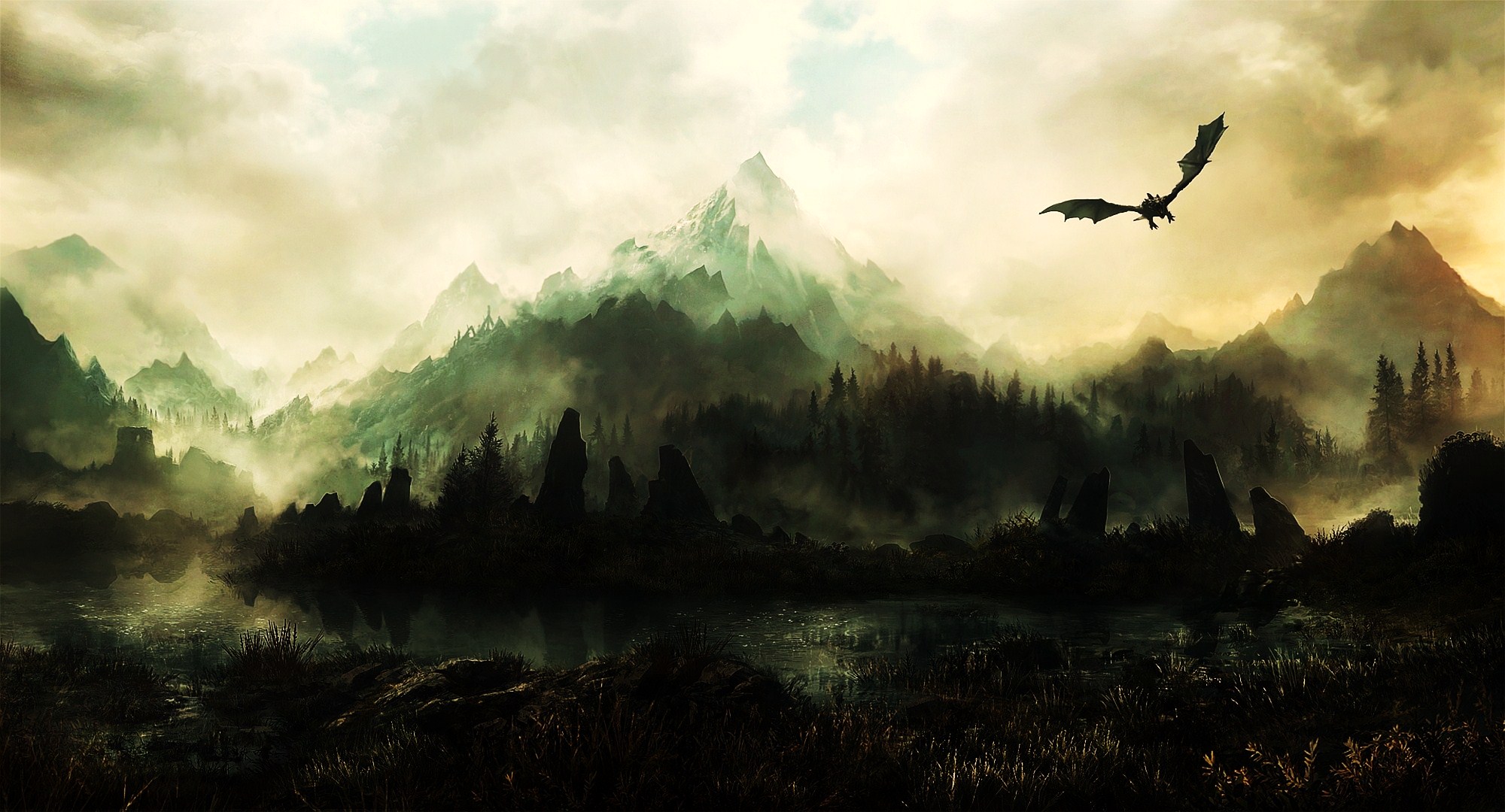 Descarga gratuita de fondo de pantalla para móvil de The Elder Scrolls V: Skyrim, Skyrim, Los Documentos Antiguos, Fantasía, Dragón, Videojuego.