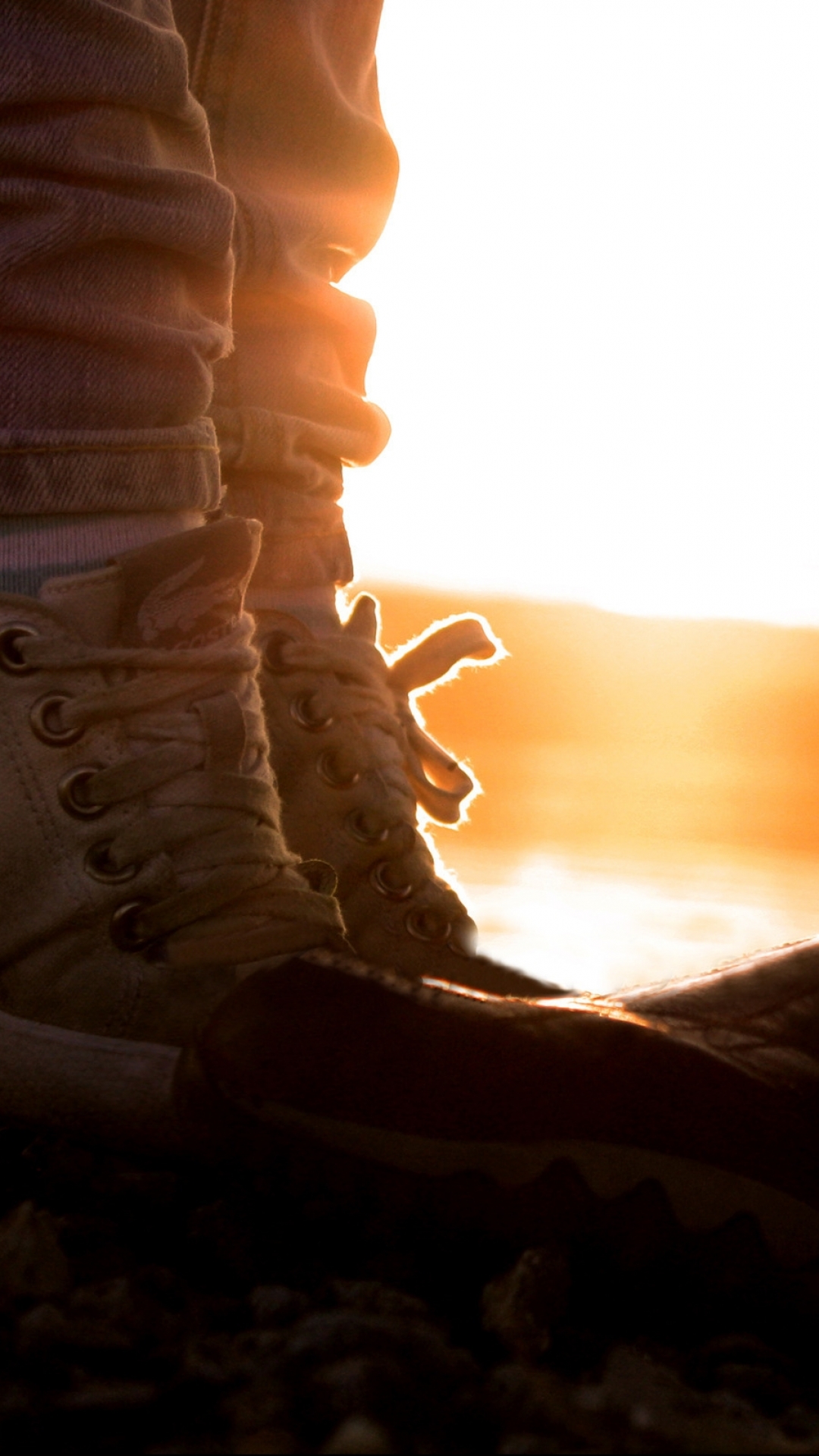 Download mobile wallpaper Sunset, Love, Sneakers, Photography, Romantic for free.