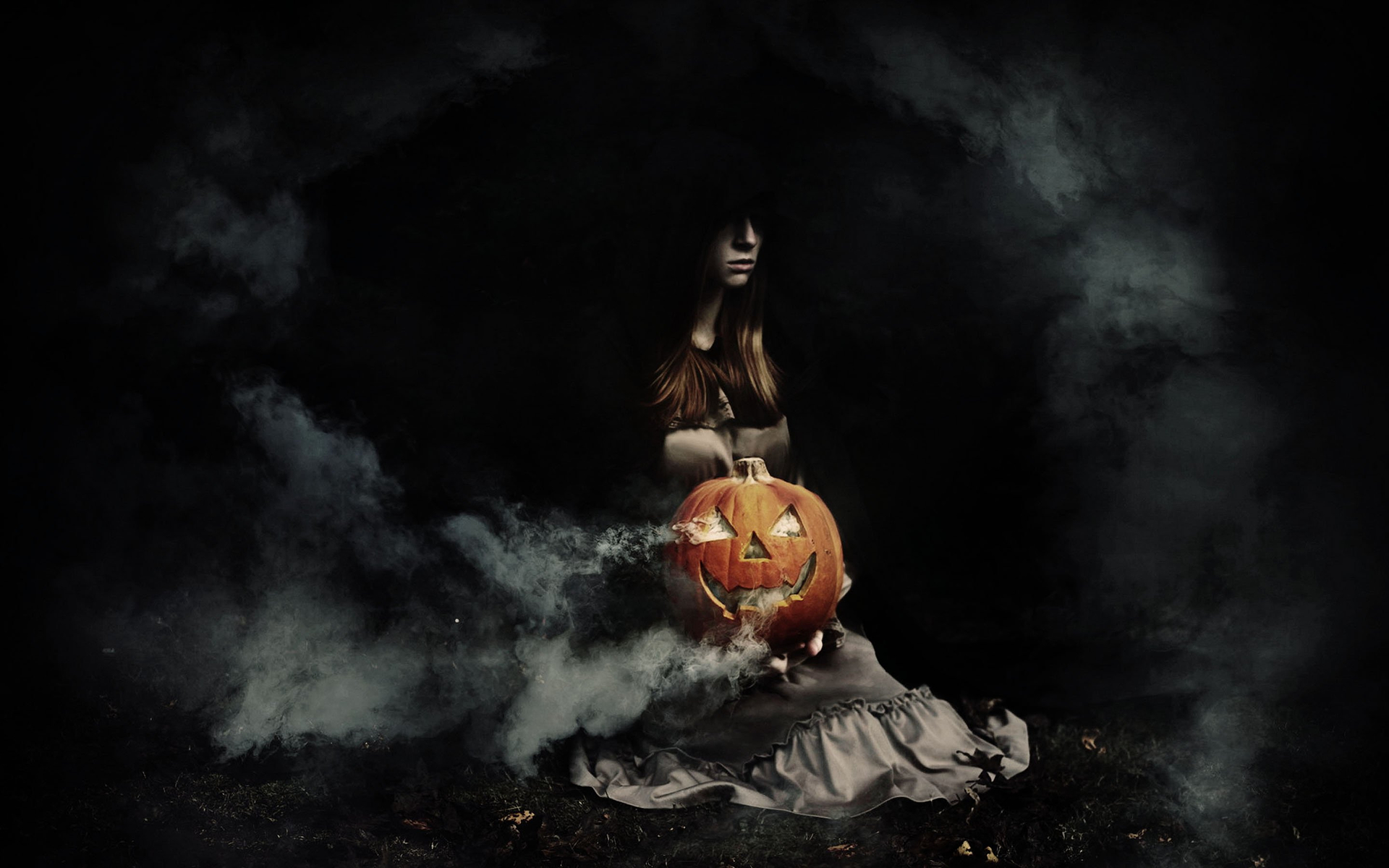 Free download wallpaper Halloween, Smoke, Dark, Holiday, Witch, Jack O' Lantern on your PC desktop