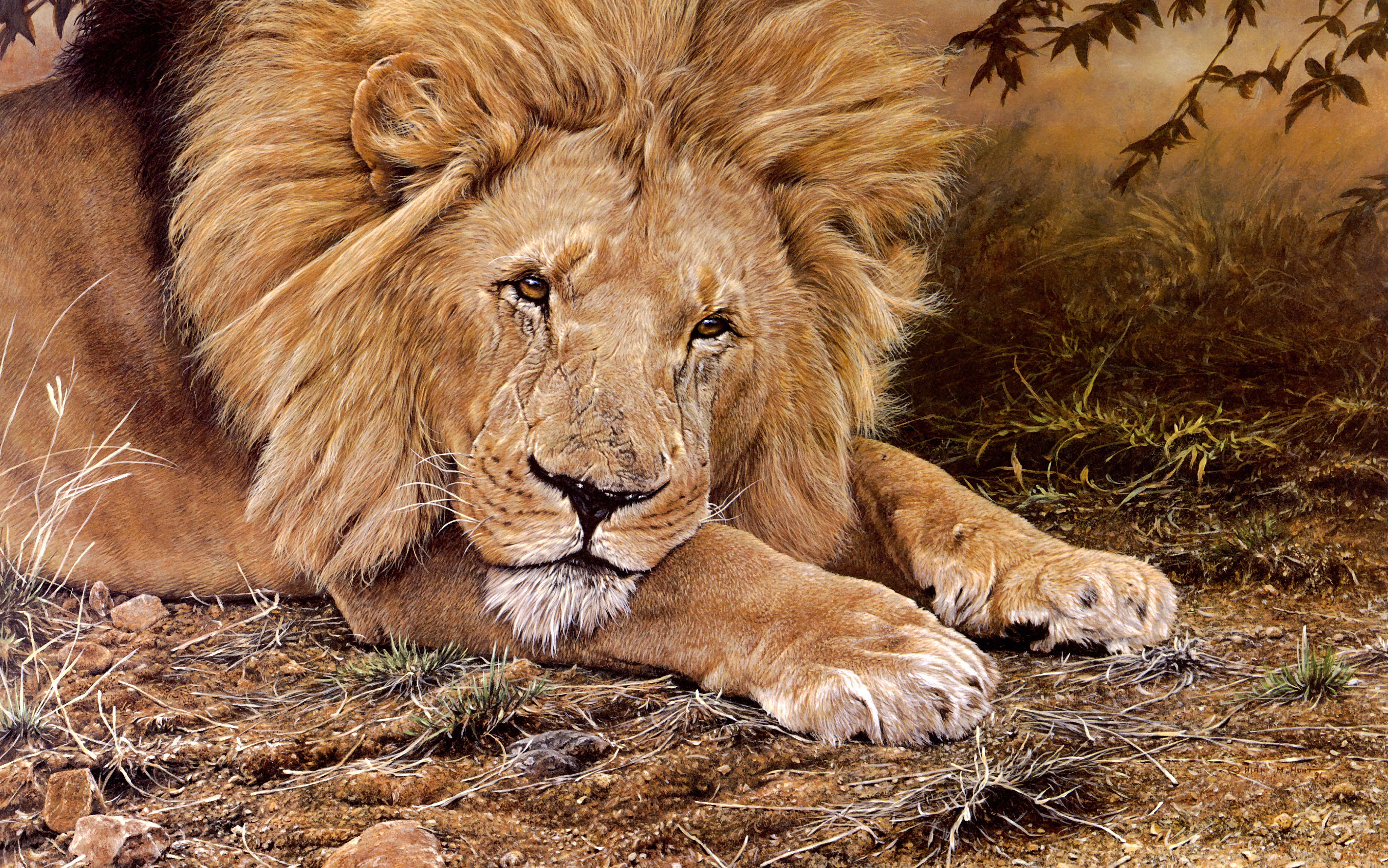 Free download wallpaper Cats, Lion, Animal, Painting on your PC desktop