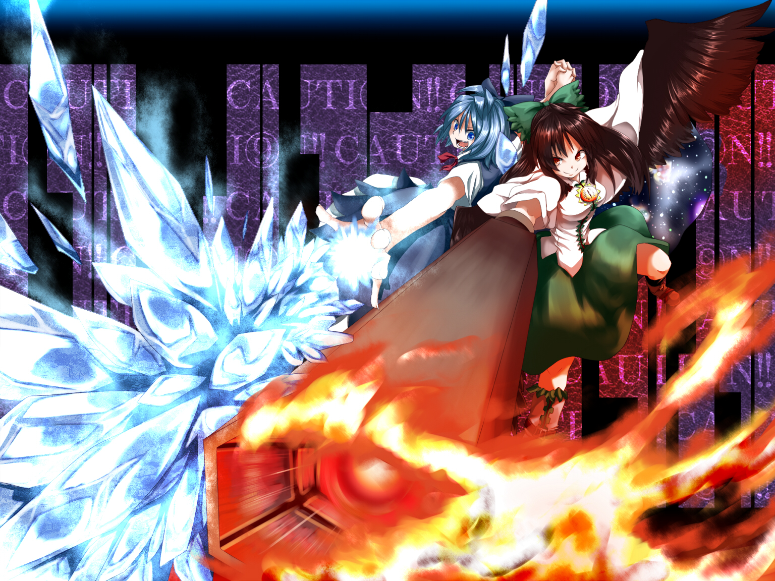 Download mobile wallpaper Anime, Touhou, Utsuho Reiuji, Cirno (Touhou) for free.