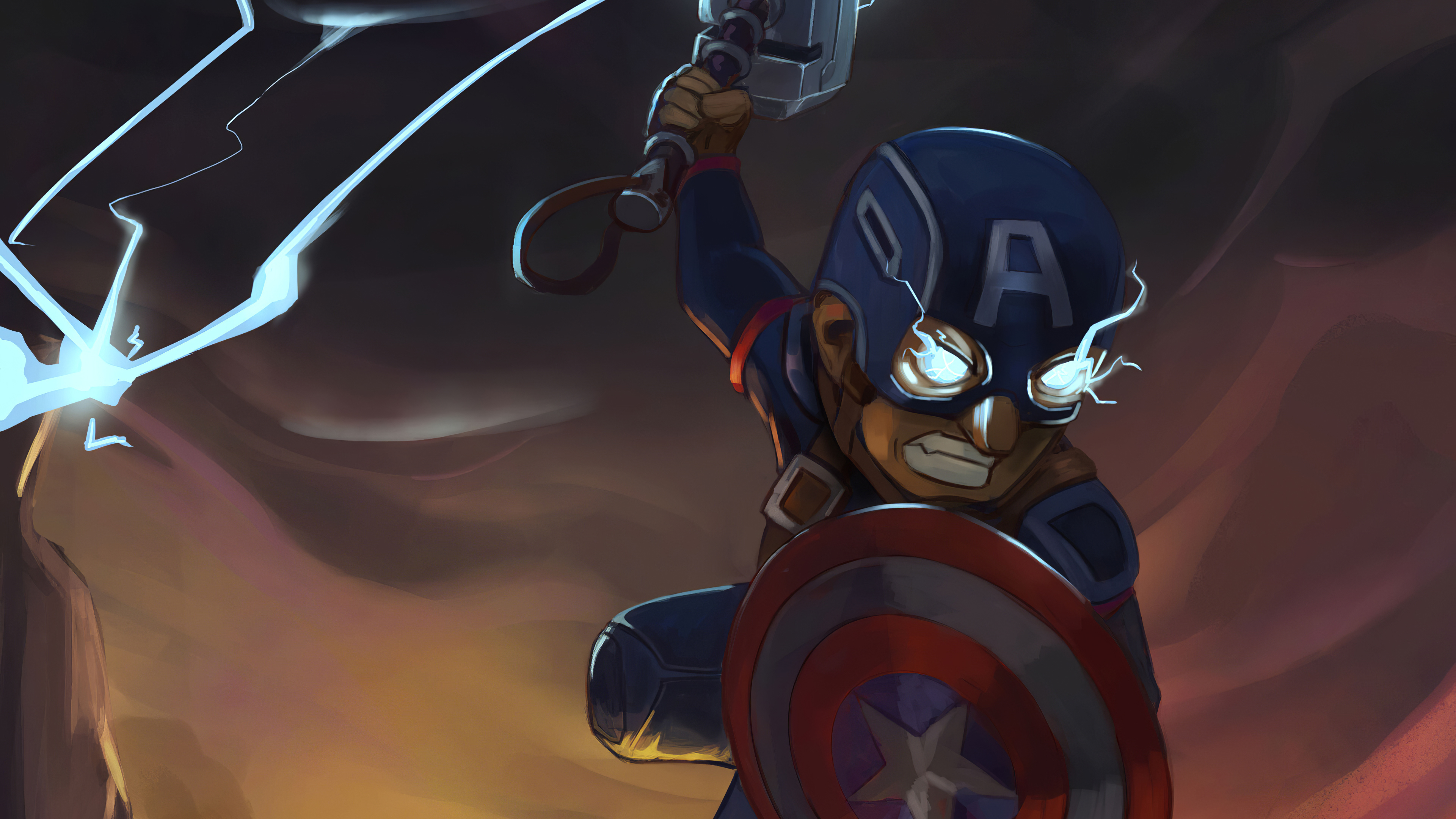 Laden Sie das Captain America, Comics, Chibi-Bild kostenlos auf Ihren PC-Desktop herunter