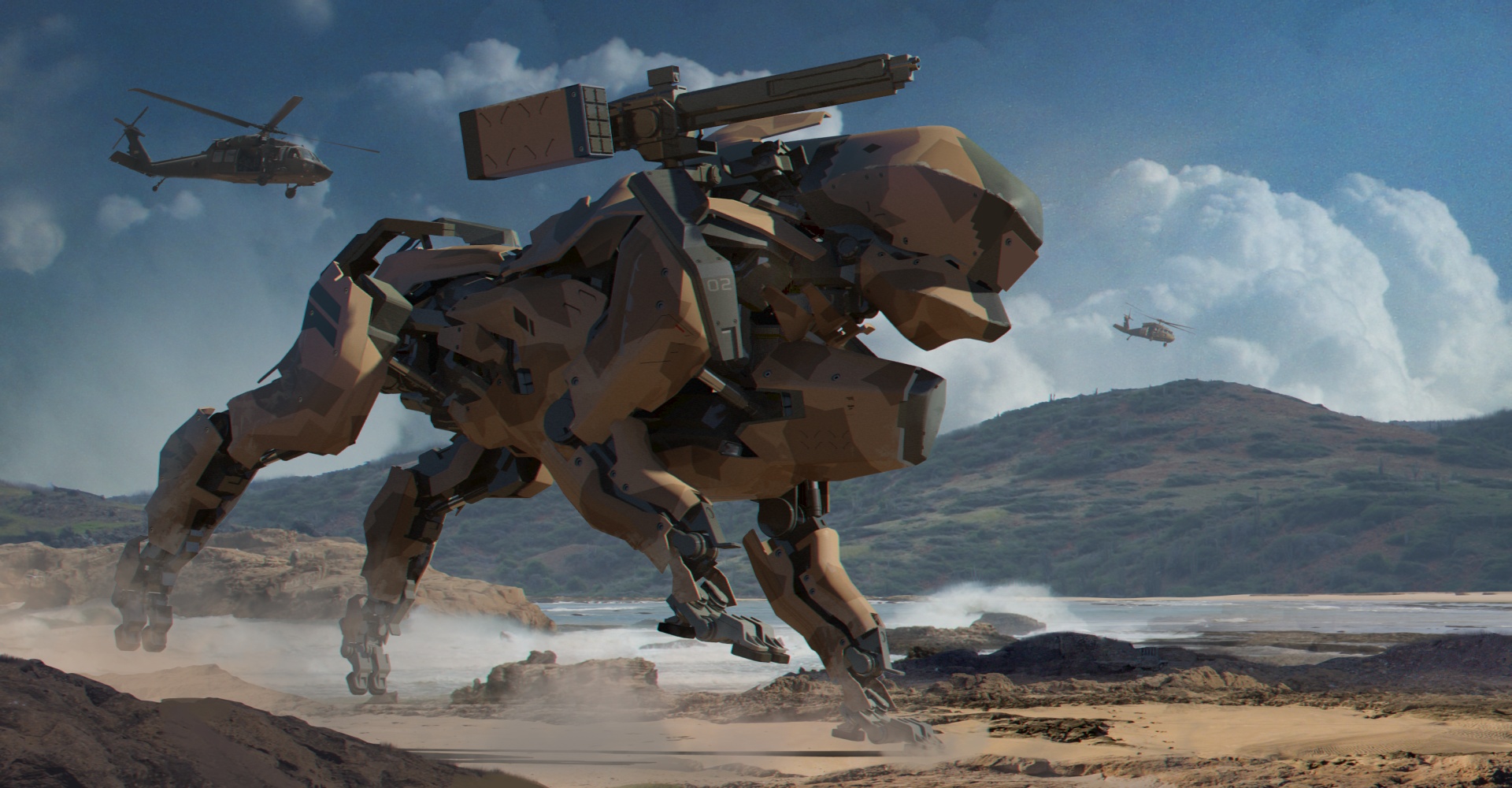 Free download wallpaper Weapon, Robot, Sci Fi, Helicopter, Military on your PC desktop
