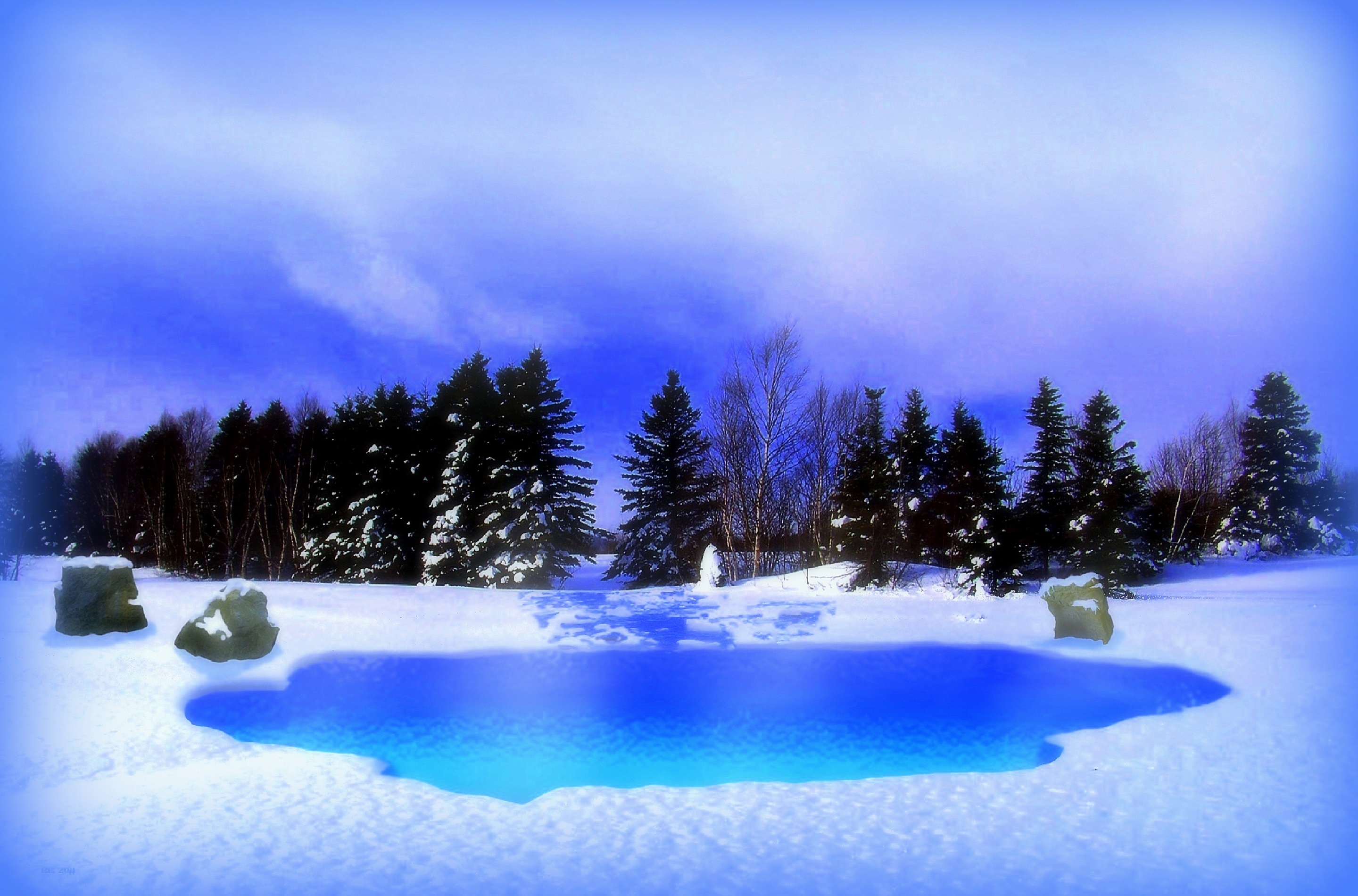 Free download wallpaper Winter, Snow, Tree, Earth, Pond on your PC desktop