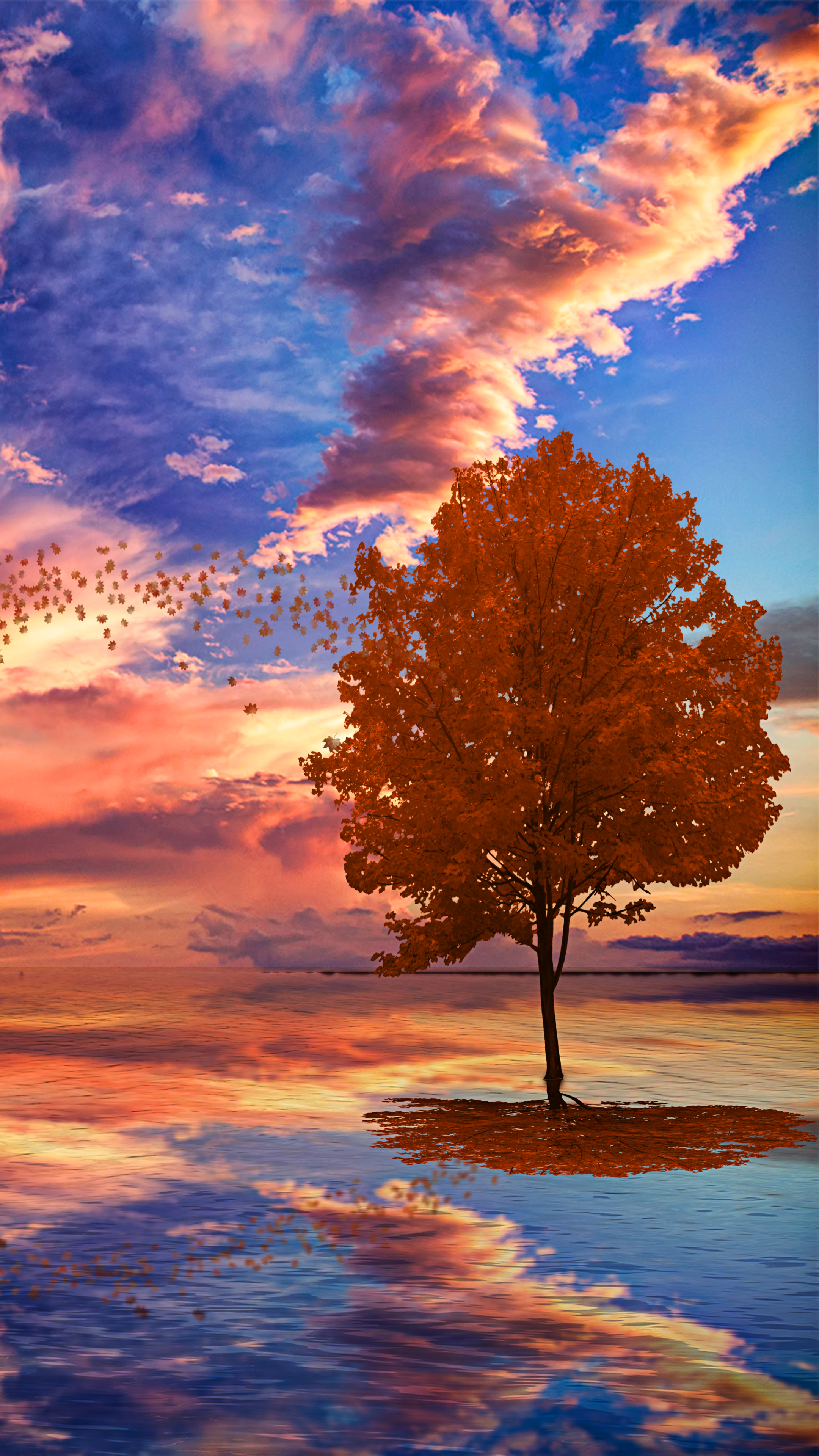 Download mobile wallpaper Sky, Tree, Artistic for free.