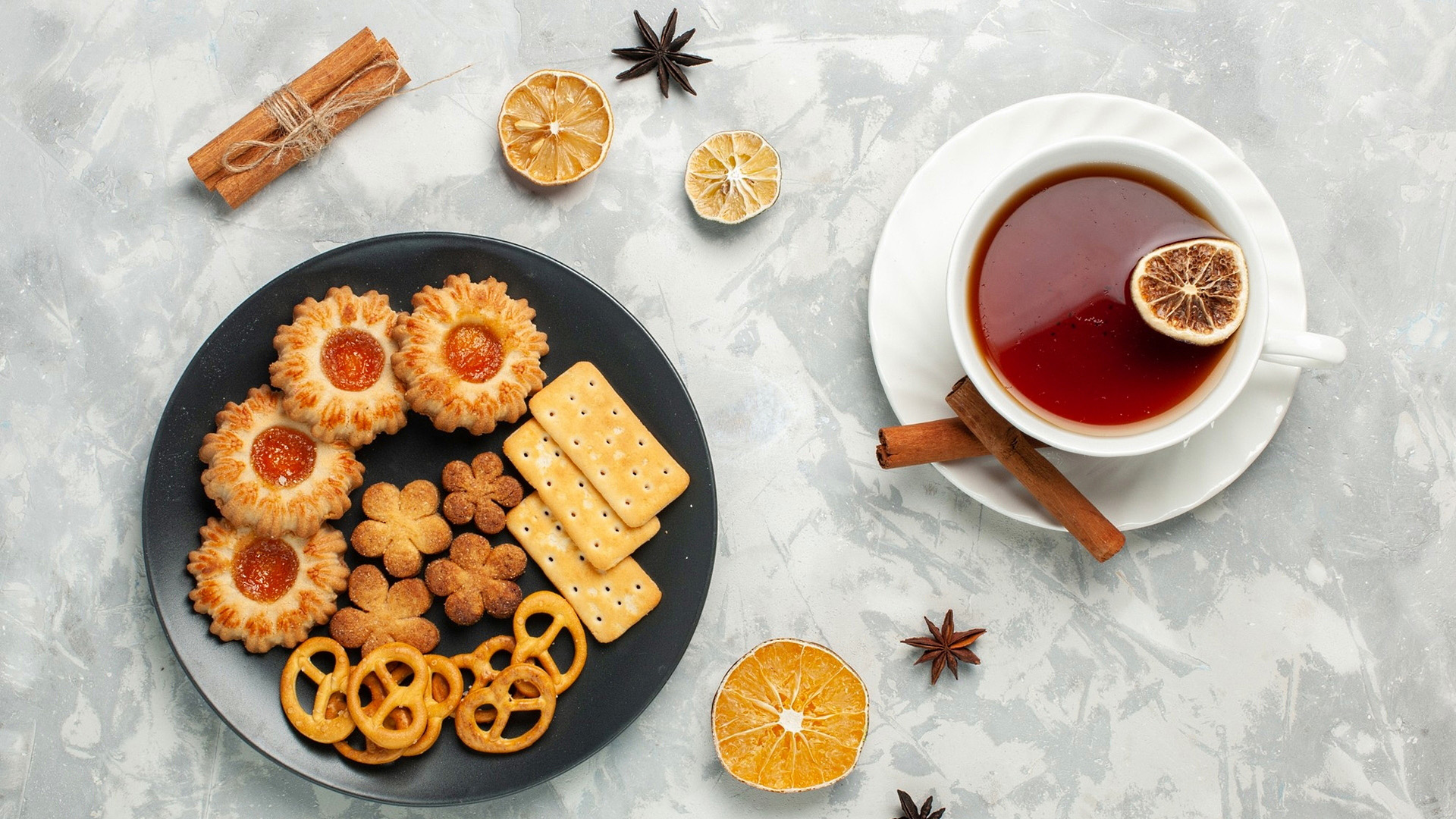 Download mobile wallpaper Food, Still Life, Cup, Drink, Tea, Cookie for free.