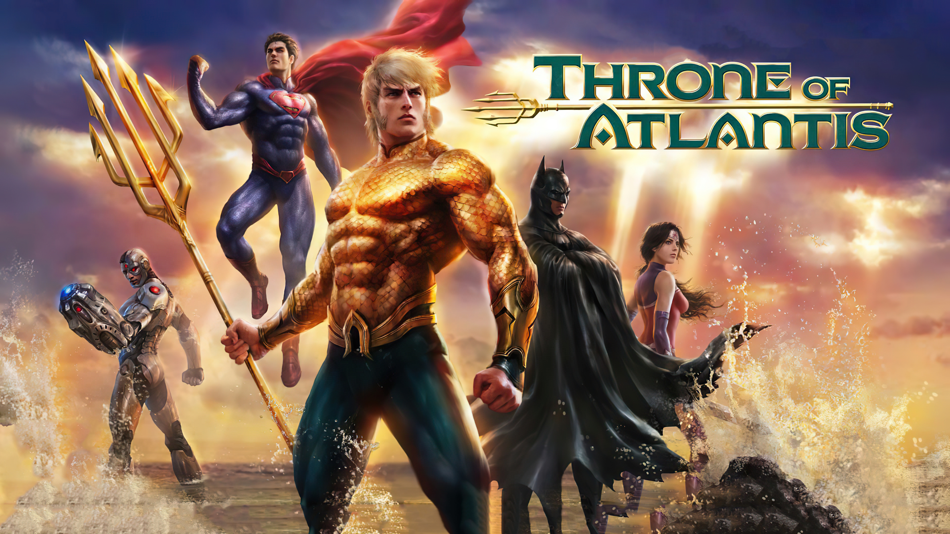 movie, justice league: throne of atlantis, aquaman, arthur curry, batman, cyborg (dc comics), diana prince, justice league, superman, wonder woman