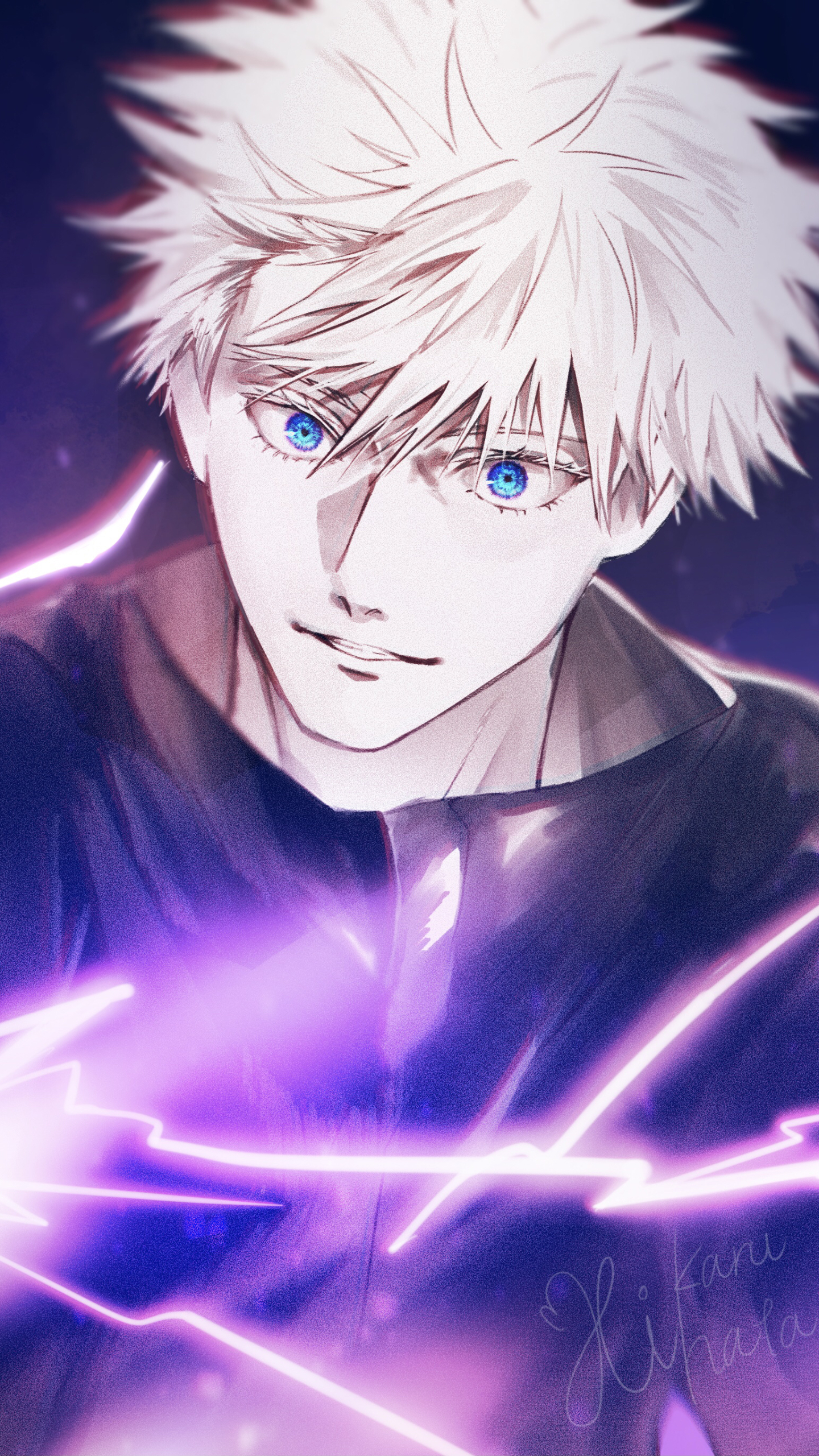 Descarga gratuita de fondo de pantalla para móvil de Ojos Azules, Animado, Uniforme Escolar, Pelo Blanco, Satoru Gojo, Jujutsu Kaisen.