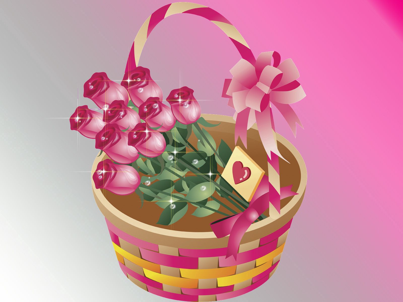Download mobile wallpaper Basket, Bouquet, Pink, Roses, Love for free.