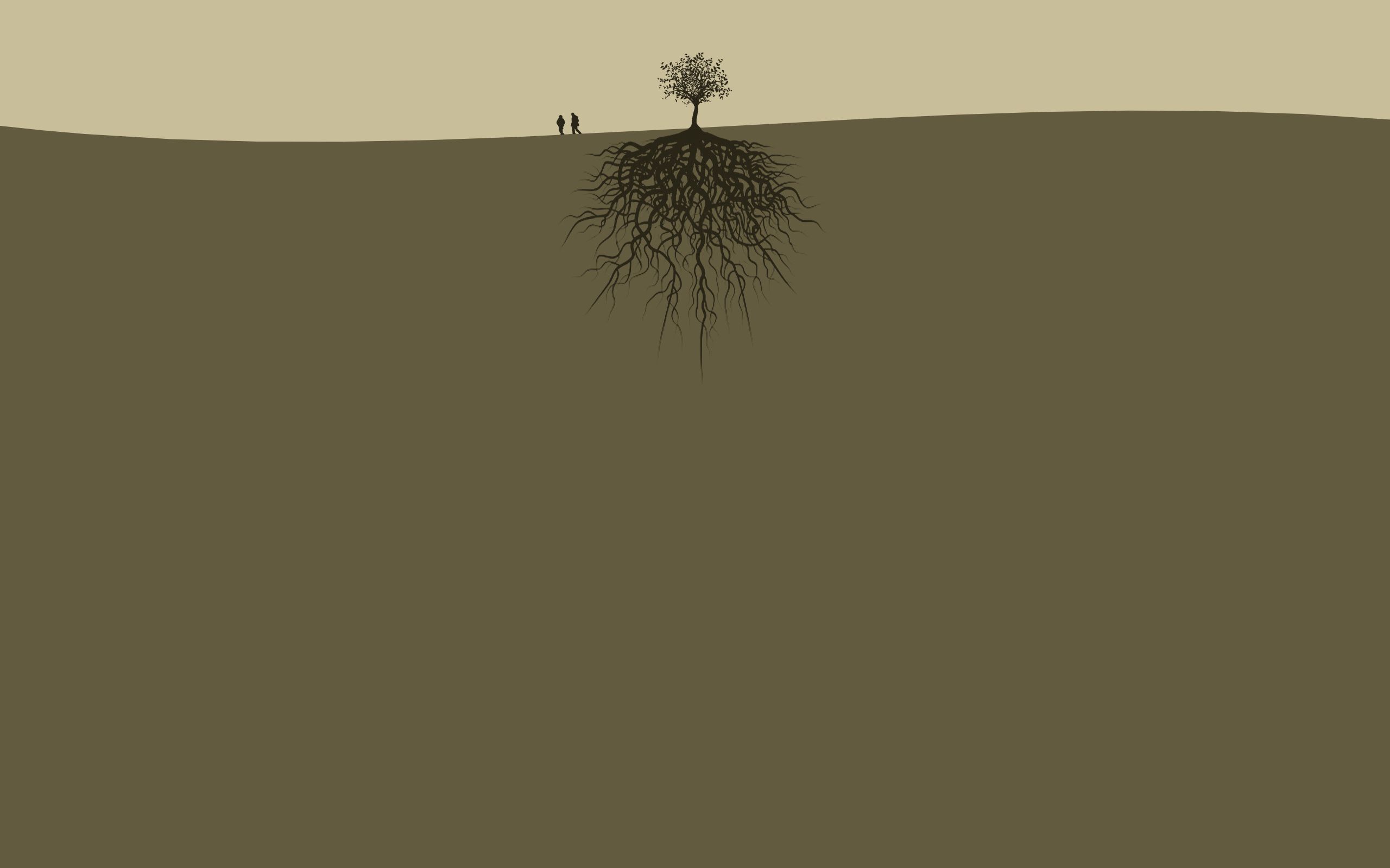 149389 скачать картинку минимализм, люди, пара, дерево, земля, корни, двое - обои и заставки бесплатно