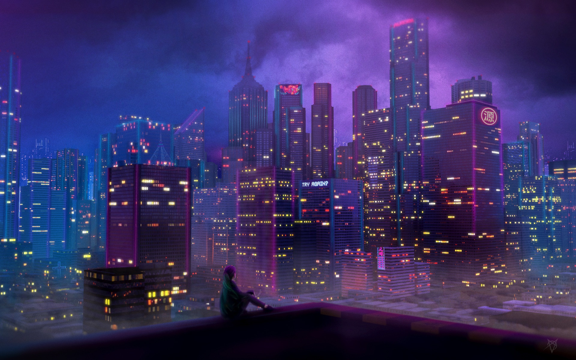 Download mobile wallpaper Anime, Night, City, Light for free.