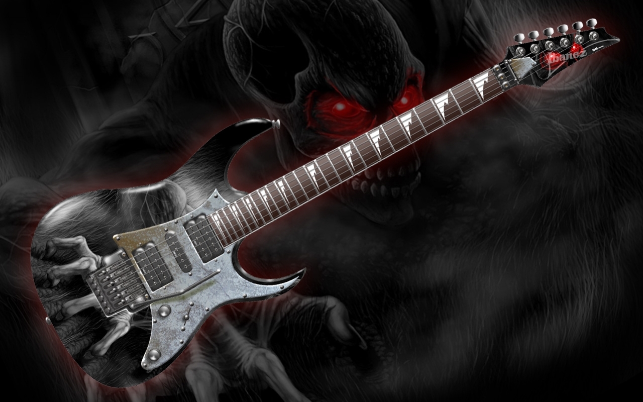 Download mobile wallpaper Music, Dark, Guitar, Creature, Monster for free.