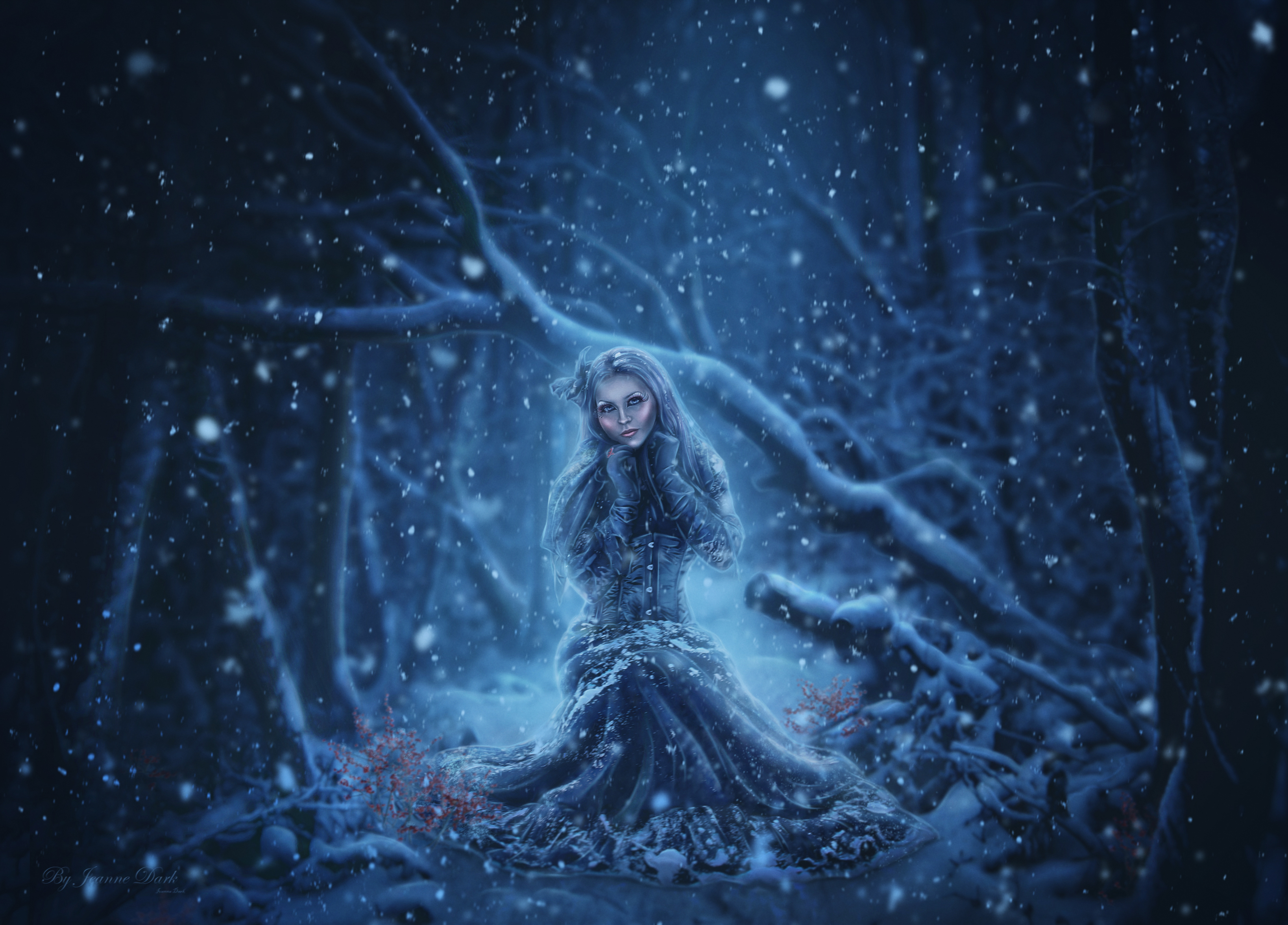 Free download wallpaper Winter, Fantasy, Snow, Women on your PC desktop