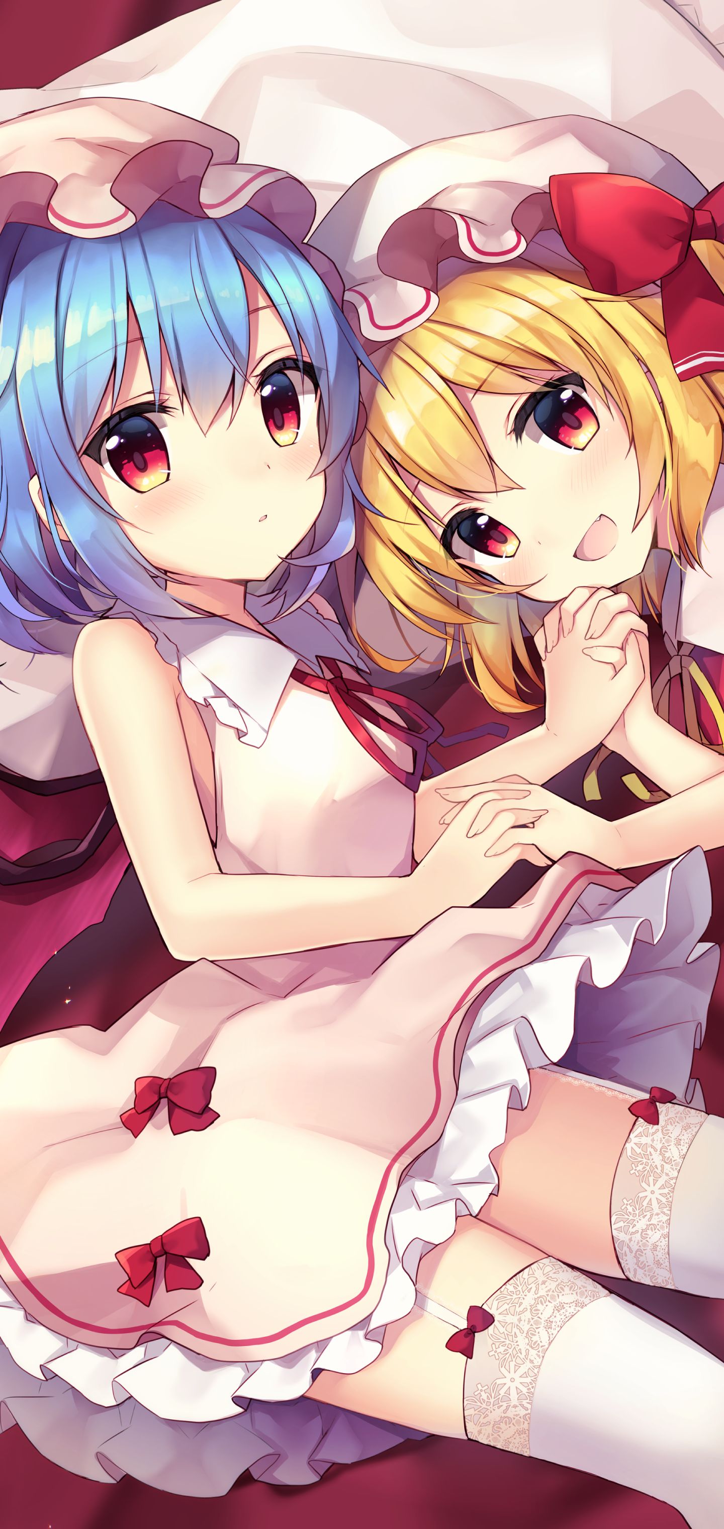 Handy-Wallpaper Animes, Remilia Scharlachrot, Flandre Scarlet, Tuhu kostenlos herunterladen.