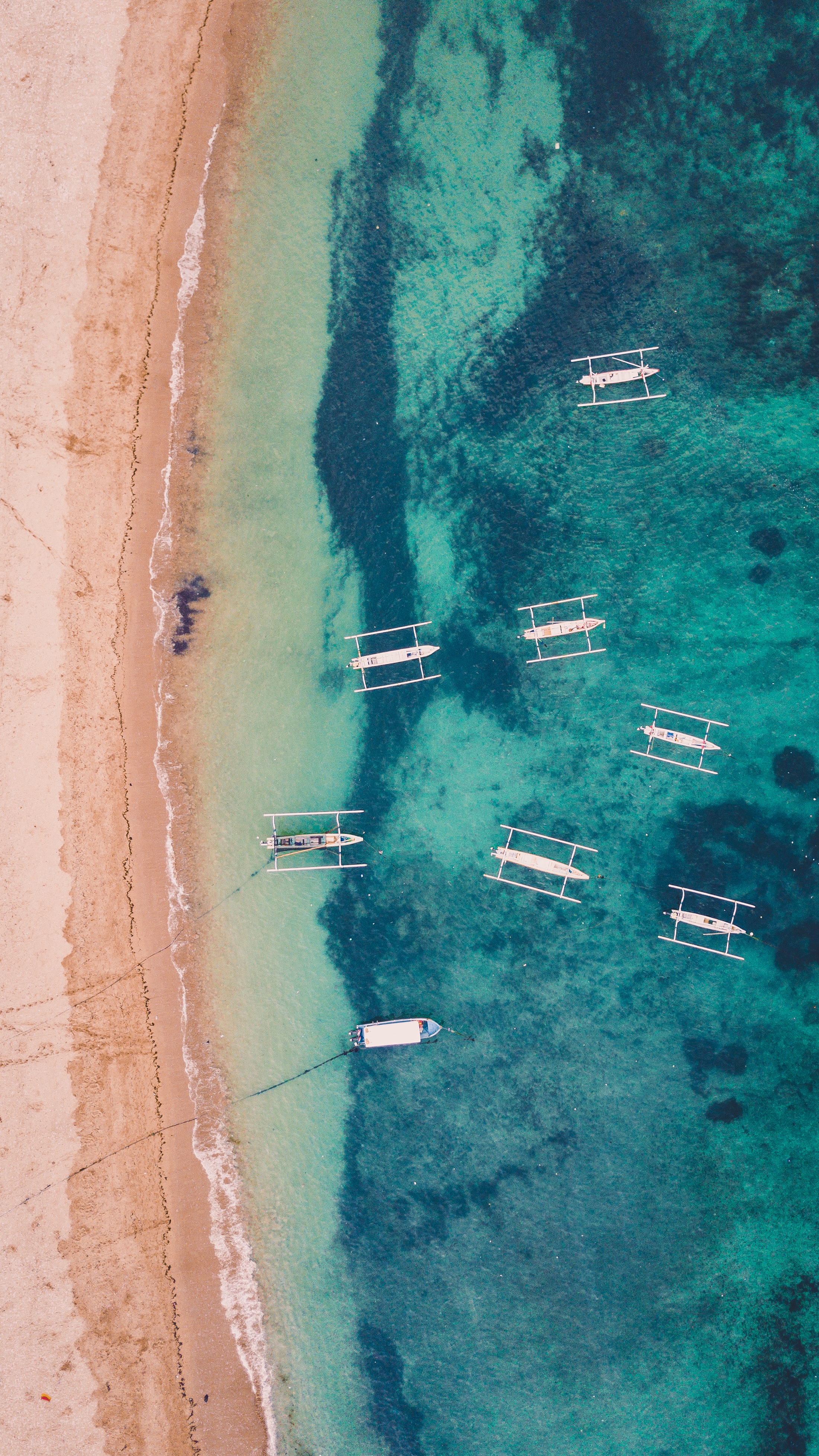 Download mobile wallpaper View From Above, Sea, Nature, Boats, Beach for free.