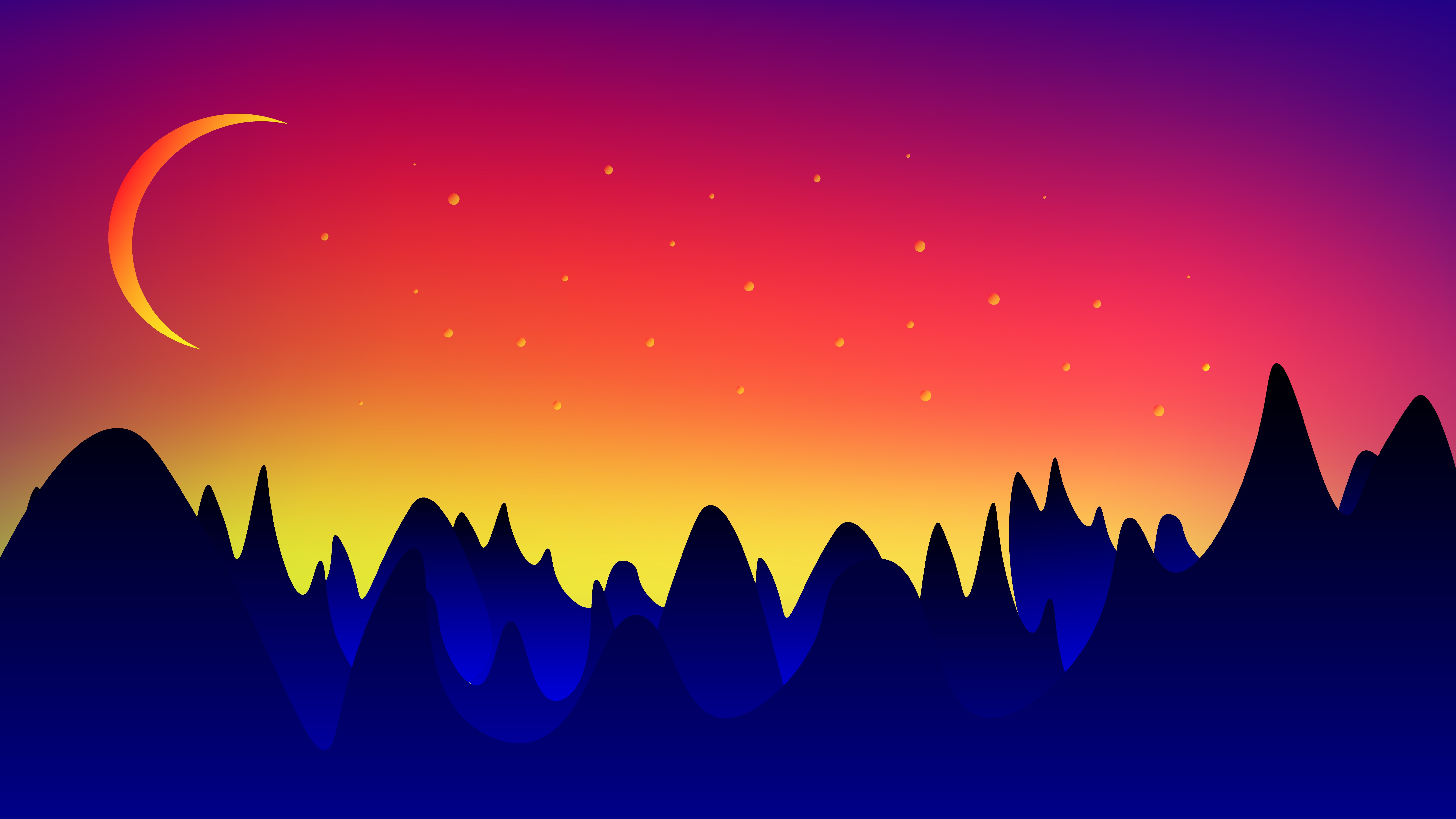 Free download wallpaper Mountains, Moon, Landscape, Vector on your PC desktop
