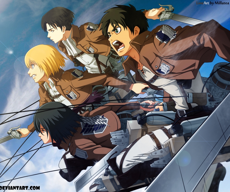 Baixar papel de parede para celular de Anime, Armin Arlert, Eren Yeager, Mikasa Ackerman, Ataque Dos Titãs, Levi Ackerman gratuito.
