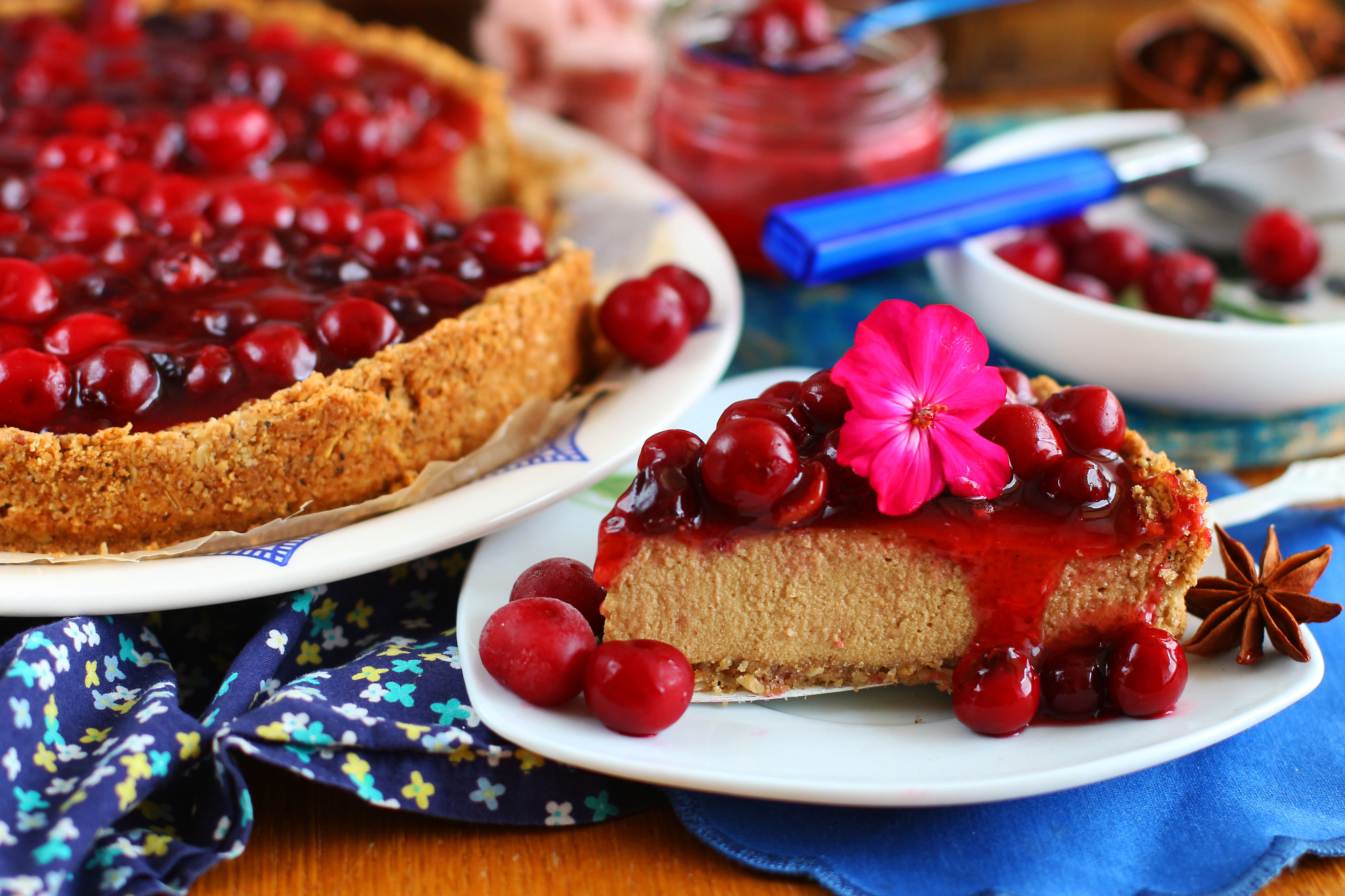 Download mobile wallpaper Food, Cherry, Dessert, Fruit, Cheesecake for free.