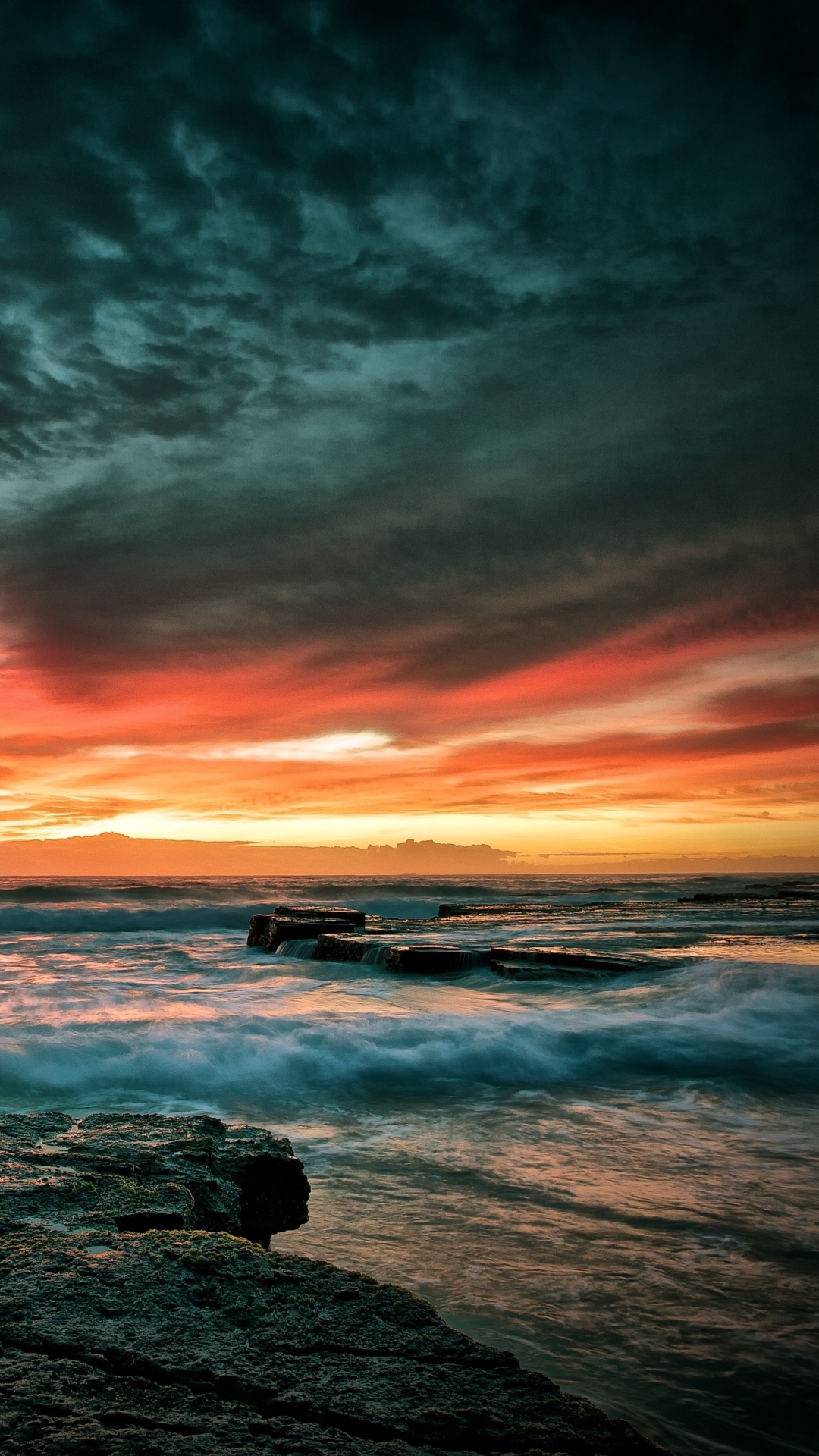 Download mobile wallpaper Sunset, Sea, Ocean, Earth, Cloud for free.