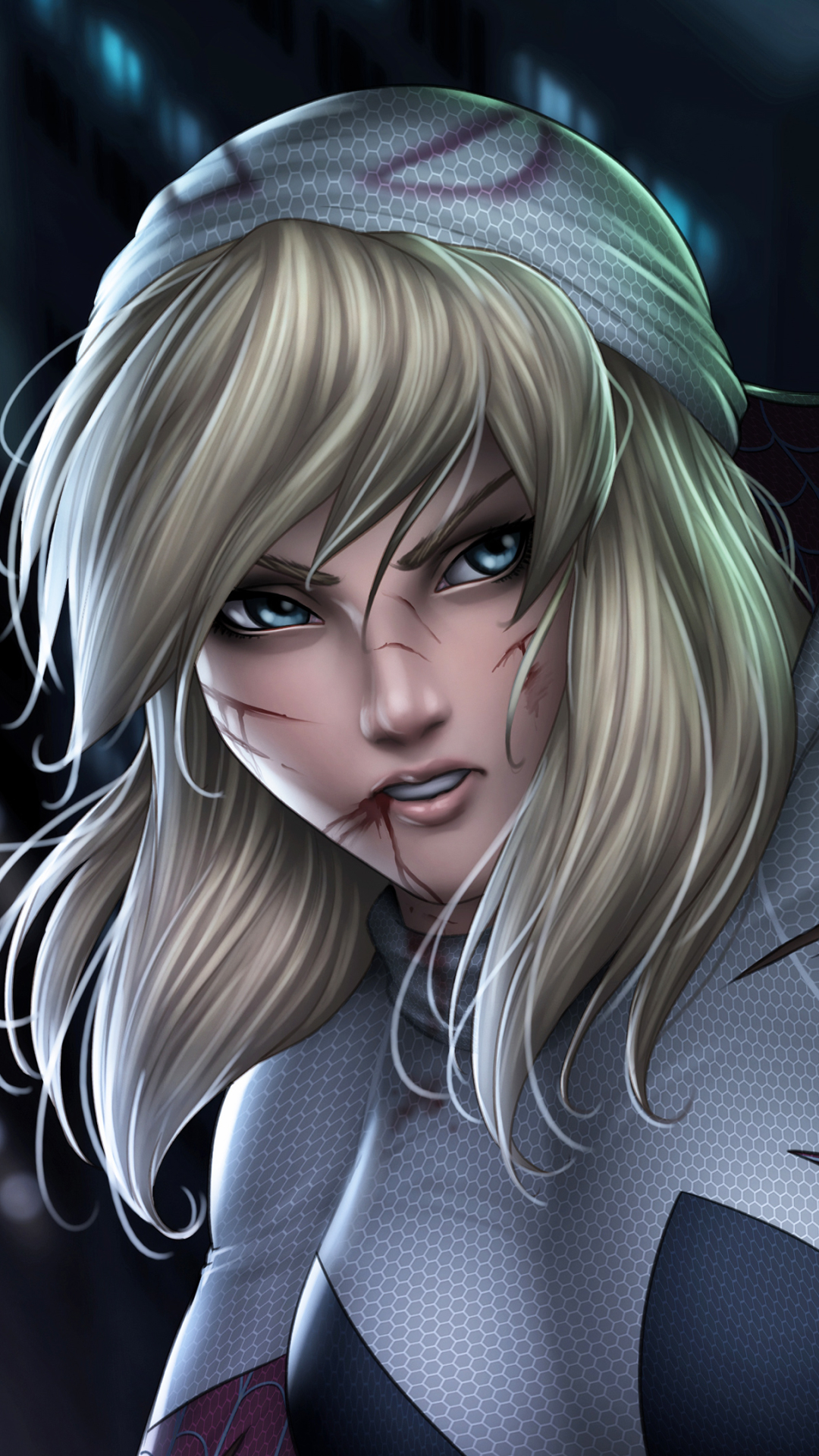 Handy-Wallpaper Blond, Blaue Augen, Blondinen, Comics, Spider Gwen kostenlos herunterladen.