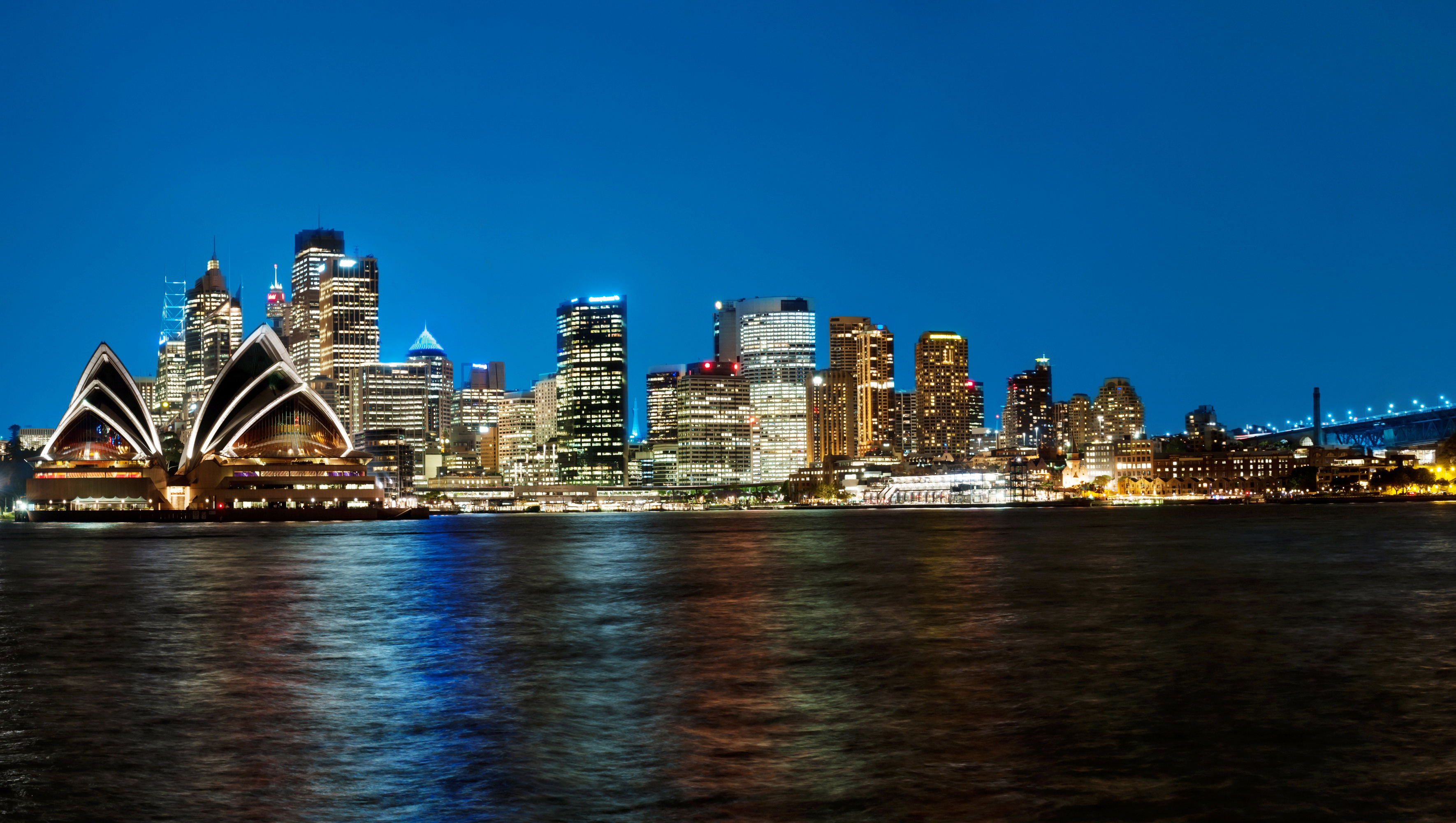 Download mobile wallpaper Cities, Night, Sydney, City, Skyscraper, Building, Australia, Sydney Opera House, Man Made for free.